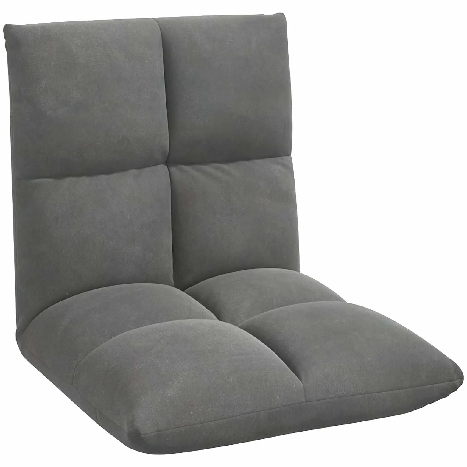 Krzesło podłogowe, ciemnoszare, aksamitne, z regulowanym oparciem, 50 x 61 x 57 cm, składane, wyściełane, ergonomiczne, do jogi, medytacji, gier, biura i czytania