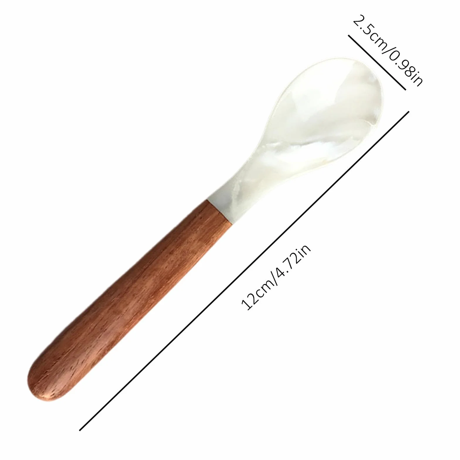 Łyżka do kawioru z masy perłowej, łyżeczka do muszli, widelec kuchenny | łyżka do kawioru z drewnianym uchwytem, naturalna łyżka do muszli, łyżeczka z masy perłowej do jajek, kawy, serwowania