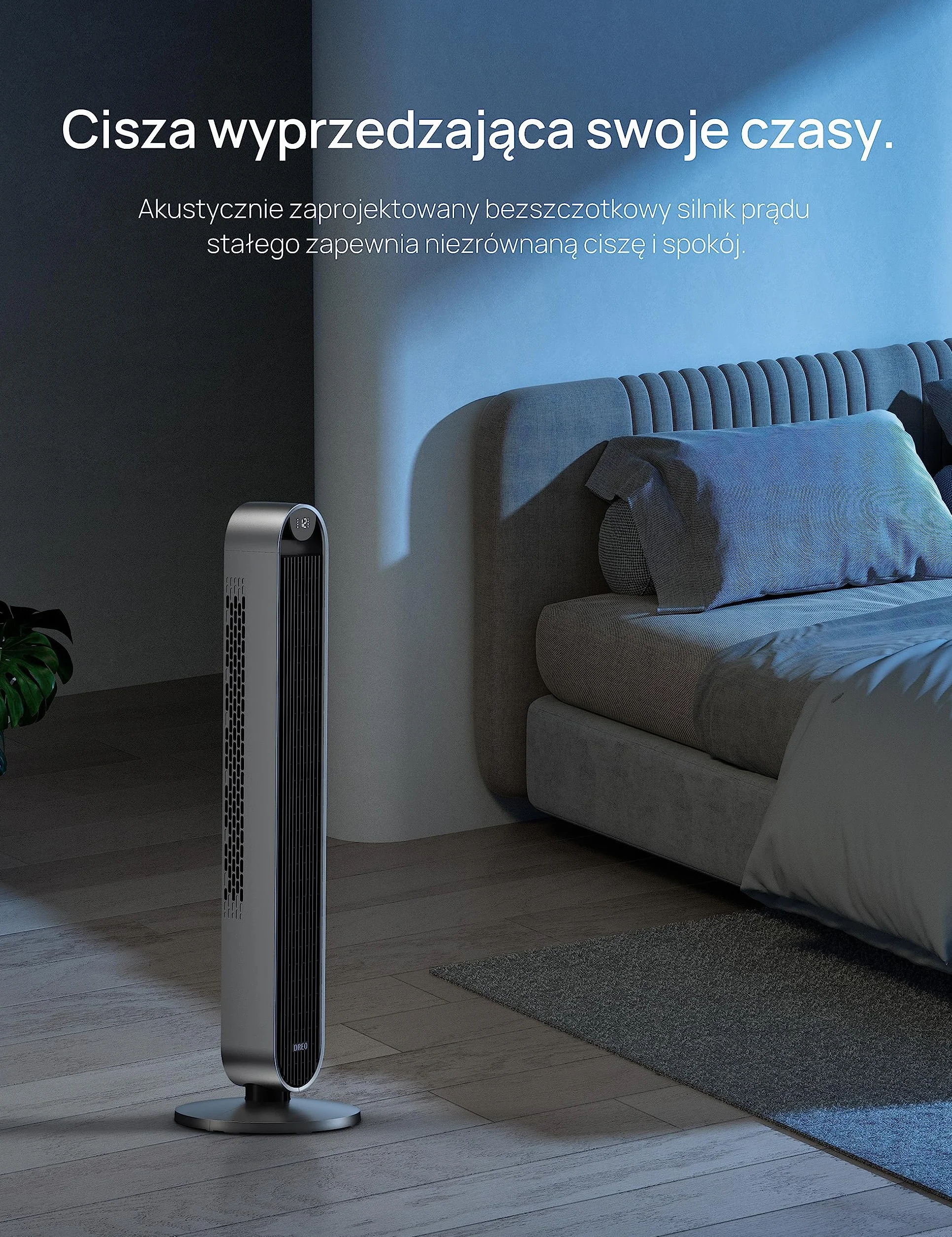 Dreo Wentylator wieżowy z pilotem zdalnego sterowania, cichy mobilny wentylator z timerem i oscylacją 120°, 106 cm tower fan z timer do 12 godzin, 4 tryby 12 prędkości, 36 W, Czarny