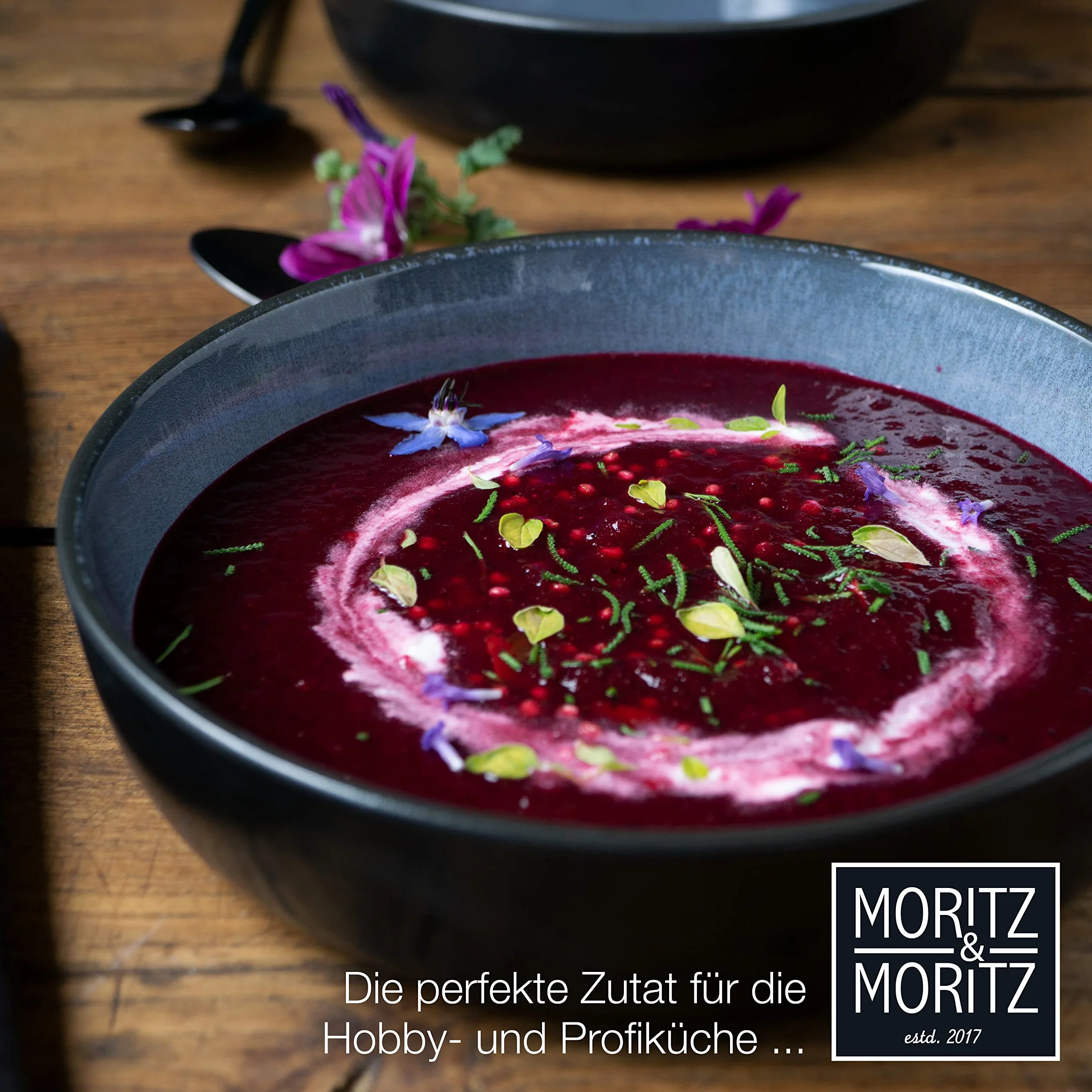 Moritz & Moritz 6-częściowy Zestaw Talerzy do Zupy Niebieski - dla 6 Osób, Porcelana, Zmywarka i Mikrofalówka