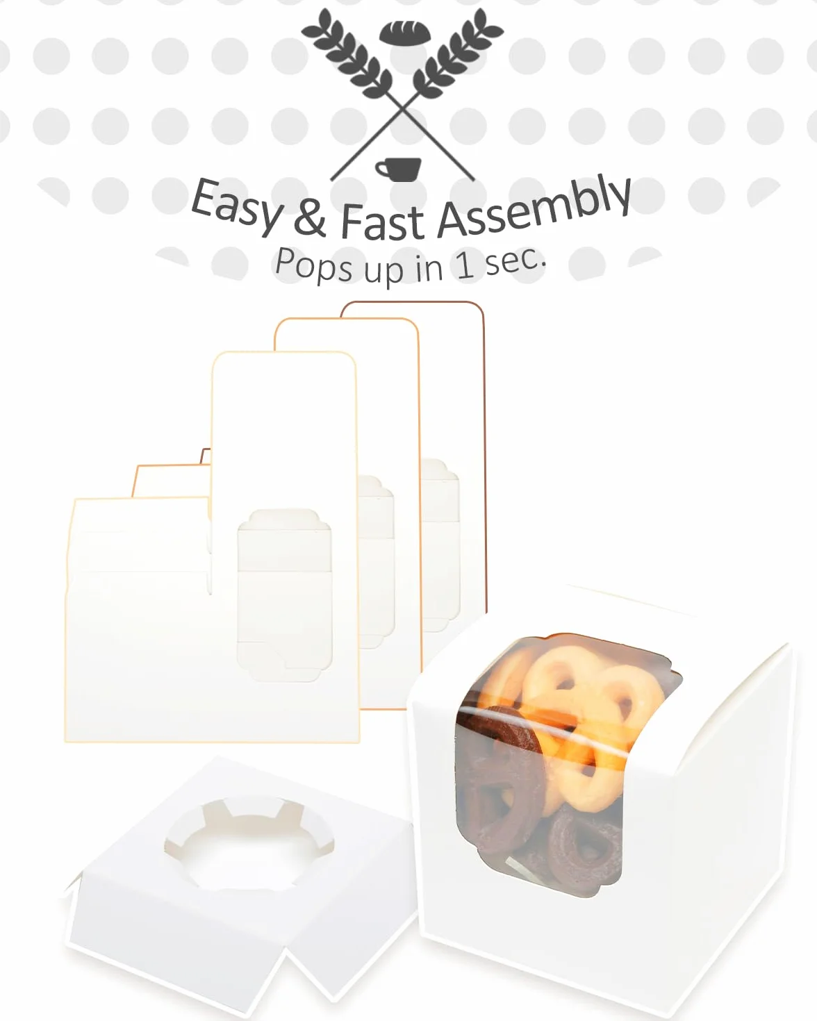 Gcardist Białe pudełka na babeczki samochodowe typu pop-up, pojedyncze pojemniki na babeczki, 15 sztuk, 8,9 x 8,9 x 8,9 cm (15 pudełek + 15 wkładów, 3,5 x 3,5 x 3,5 cala)