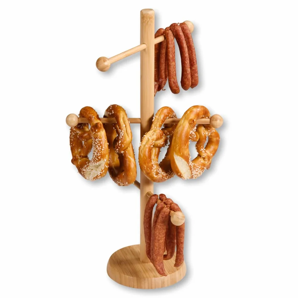 Kesper | stojak na kiełbasy i brez'n, 6-ramienny, materiał: bambus, wymiary: Ø 15 cm/wysokość: 50 cm, kolor: brązowy | 58616