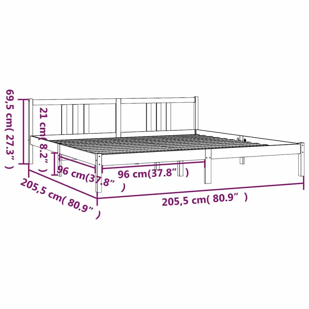 lite drewno sosnowe nowoczesny wystrój sypialni 200x200 cm brąz | Rama łóżka sosnowa miodowy brąz 200x200 cm z zagłówkiem lite drewno do sypialni