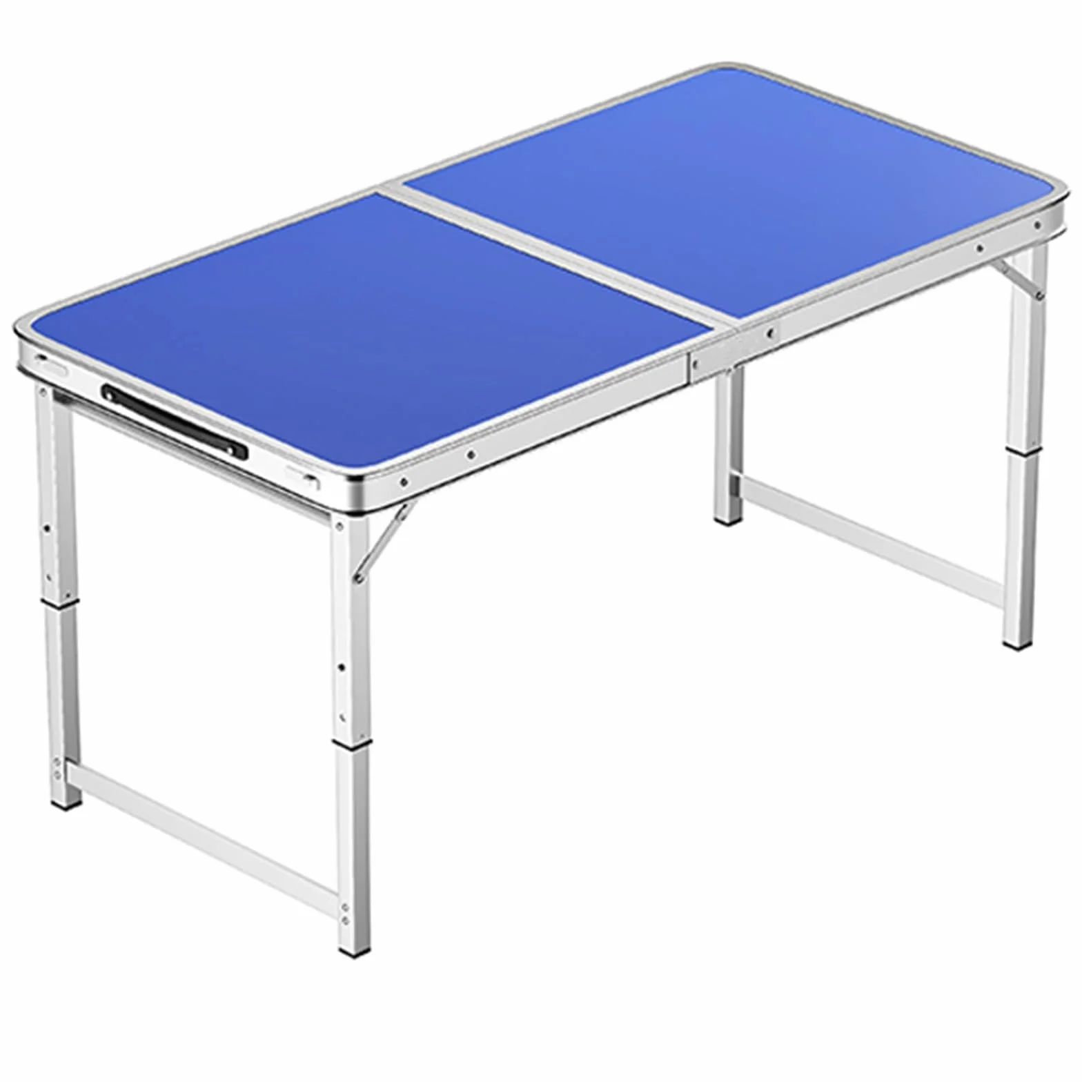 Aluminiowy składany stół o regulowanej wysokości, przenośny stół kempingowy z uchwytem, idealny na imprezy, pikniki i wesela (80 x 50 cm, niebieski)