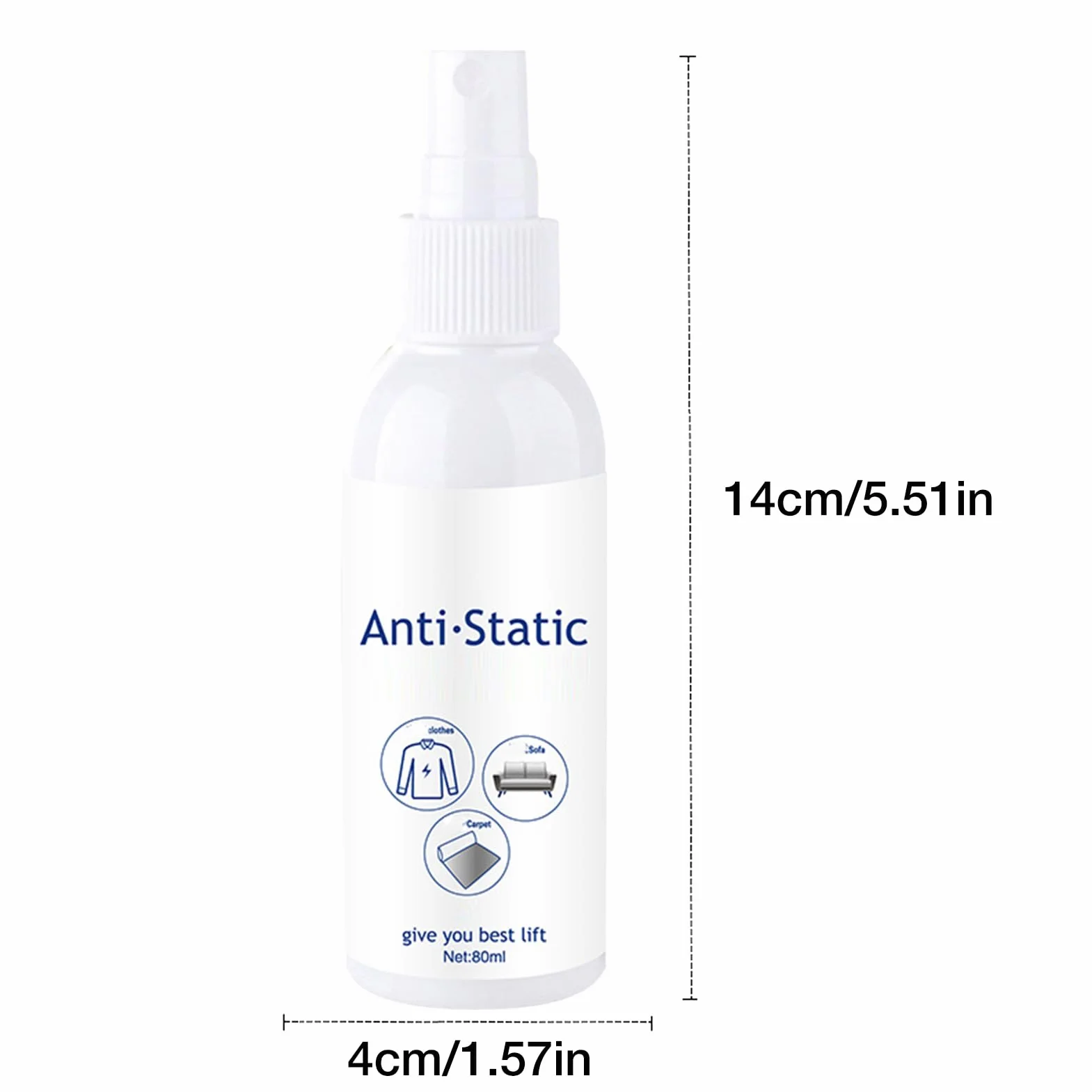 Spray statyczny, 80 ml, odświeżacz do tekstyliów, antystatyczny spray – natychmiastowy efekt wygładzania i płyn do płukania tkanin, dywanów i mebli o długotrwałym działaniu
