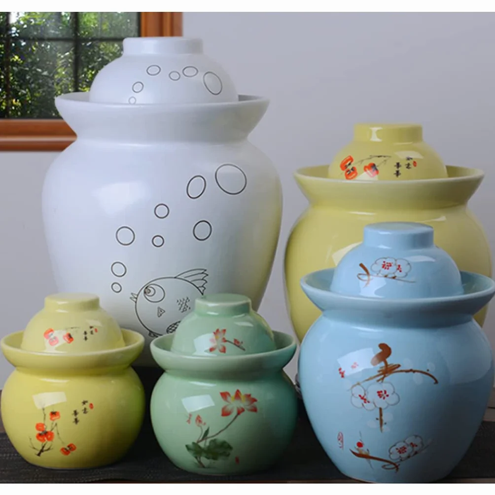 Tradycyjny chiński ceramiczny garnek do fermentacji, słoik do kiszenia z pokrywką z uszczelką wodną, duży pogrubiony ceramiczny słoik do kiszenia, pojemniki do przechowywania kimchi 1,5 kg (7 kg)