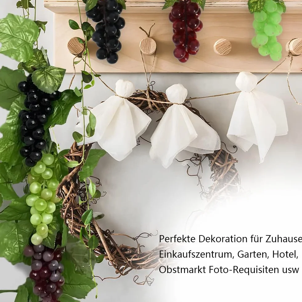 LATRAT 7 sztuk sztucznych winogron z tworzywa sztucznego, realistyczne dekoracje winogronowe, sztuczne owoce, warzywa, dekoracja wina, sztuczne puszki owocowe, dekoracja biura, rekwizytów
