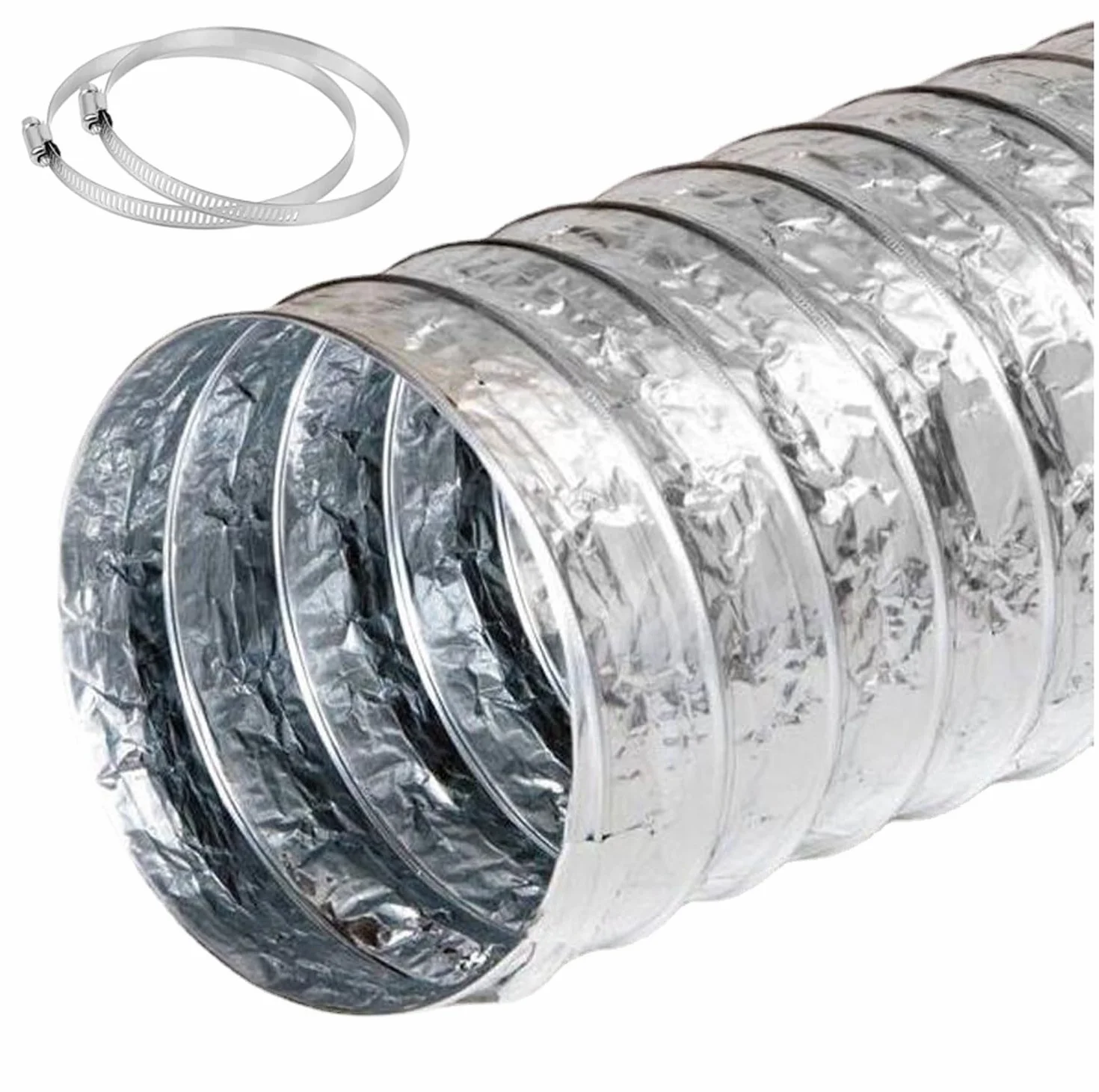 przewód z folii aluminiowej, Wąż elastyczny Ø 80-200 mm W zestawie 2 opaski zaciskowe i 1 taśma aluminiowa(2m,80mm)