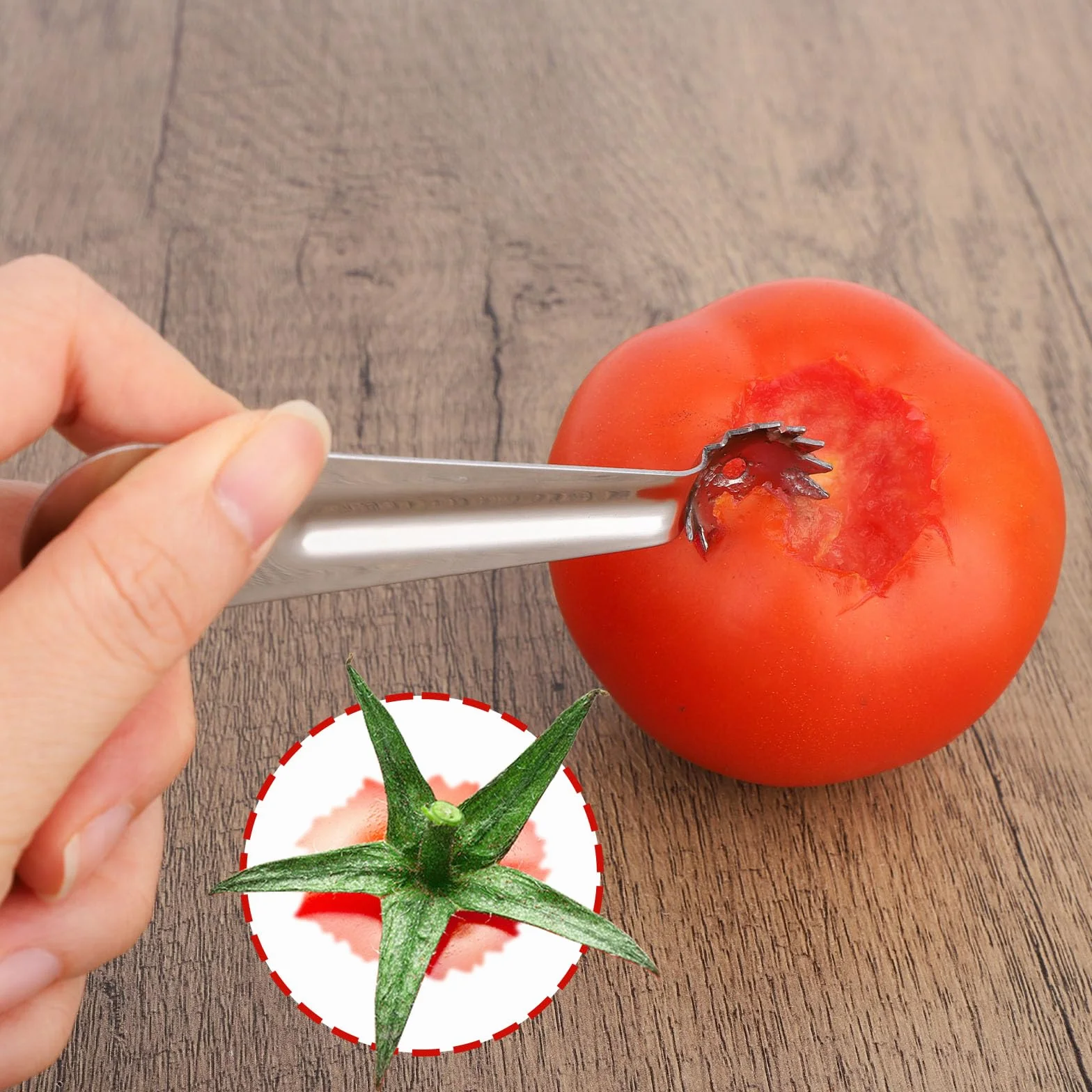 12szt Srebrnych Narzędzi do Wydrążania Pomidorów, Stal Nierdzewna Wydrążania Pomidorów i Obierania Truskawek Narzędzie Kuchenne do Wydrążanias Owoców i Warzyw