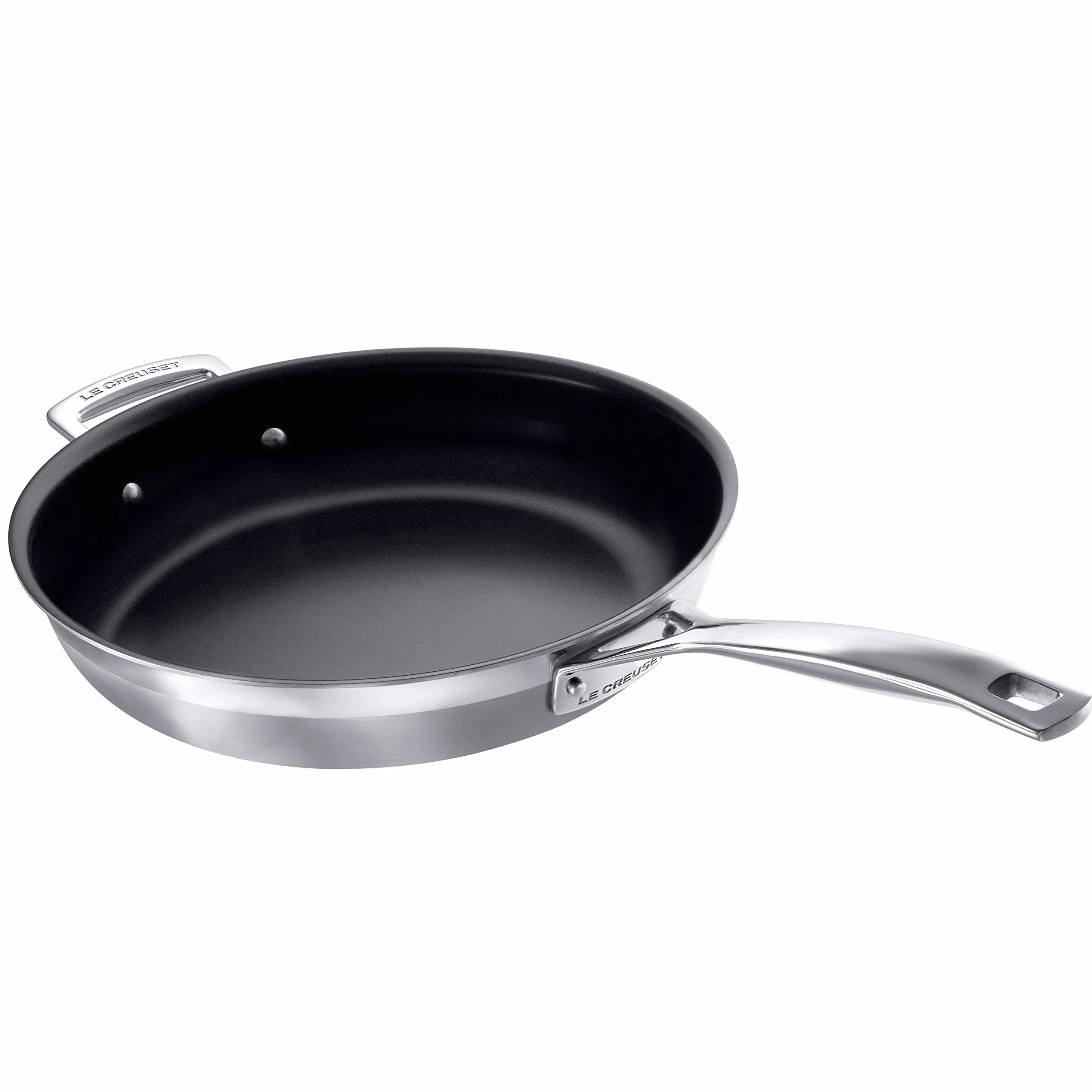 LE CREUSET 3-warstwowe patelnie ze stali nierdzewnej, 24 cm i 28 cm, nieprzywierające patelnie, zestaw podwójny, 53801000000000
