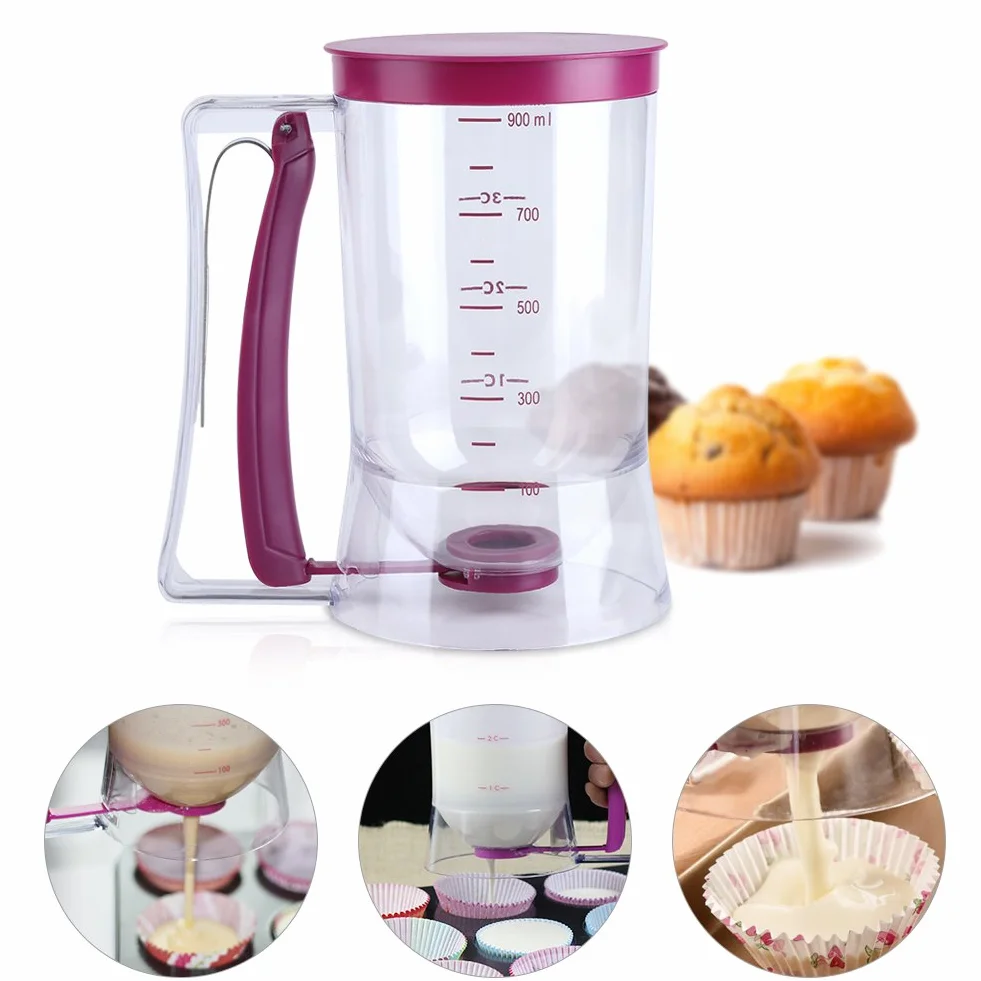 900ML Cupcake ciasto naleśnikowe dozownik ręczny Mix dzbanek do ciasta miarka waflowa pomocnik do pieczenia muffinów narzędzie kuchenne do pieczenia