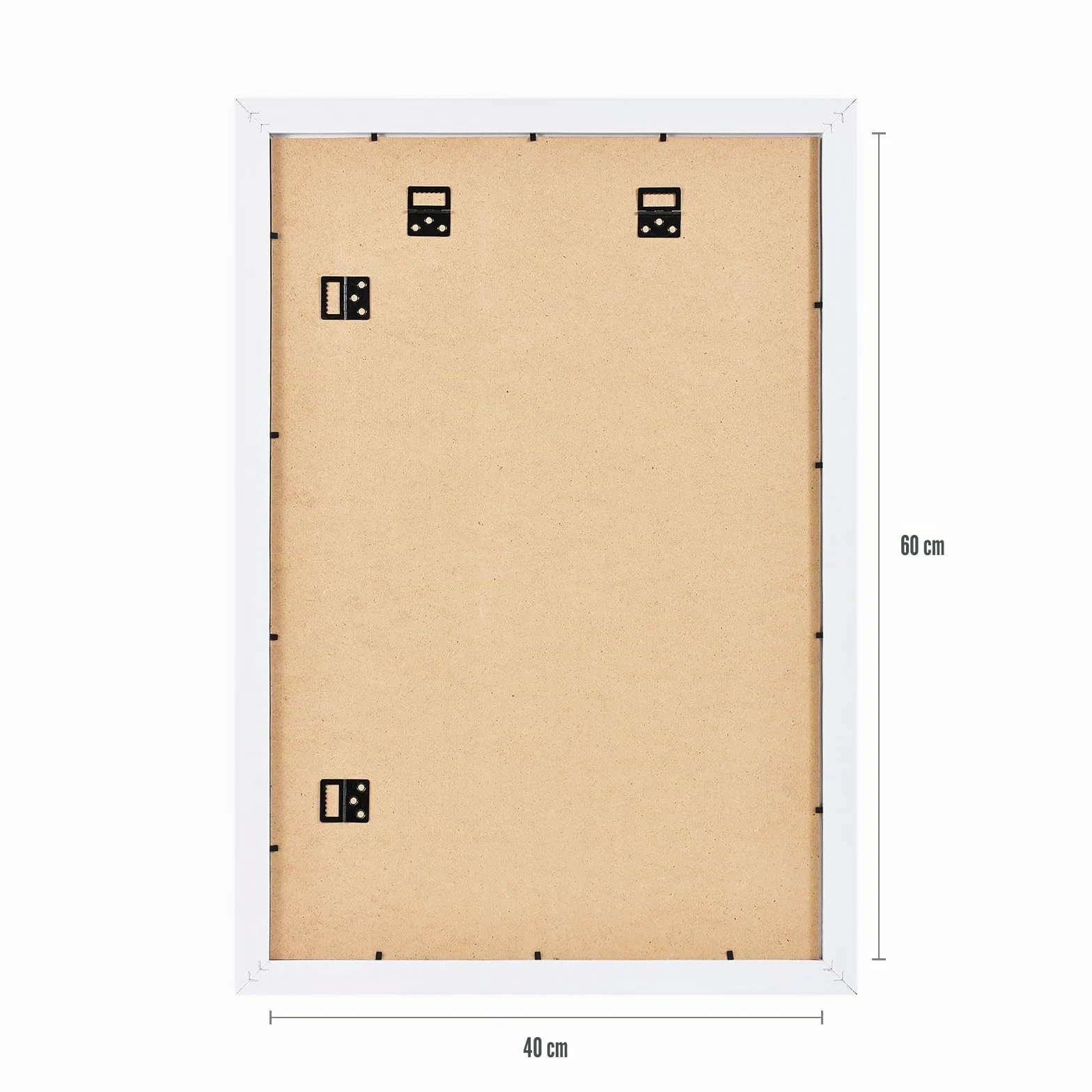 Ramka na zdjęcia 40 x 60 cm, zestaw 1 szt., ramka na plakat z passe-partout, drewniana ramka na dokumenty, stabilna rama z płyty MDF ze szkłem akrylowym, biała