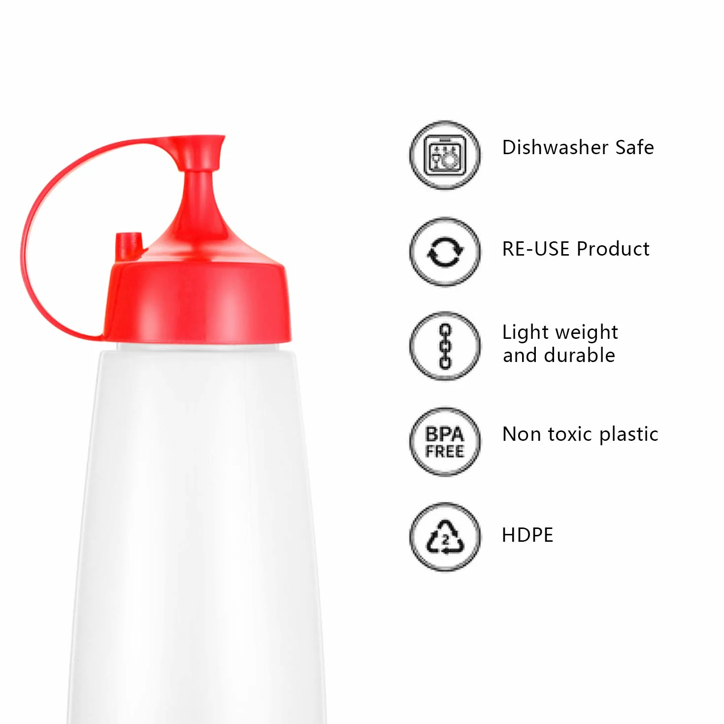 3 Butelki do dozowania 500ml, Squeezers z korkiem, do syropu klonowego, keczupu, tłoczenia plastikowego, majonezu, sosów i oleju z oliwek