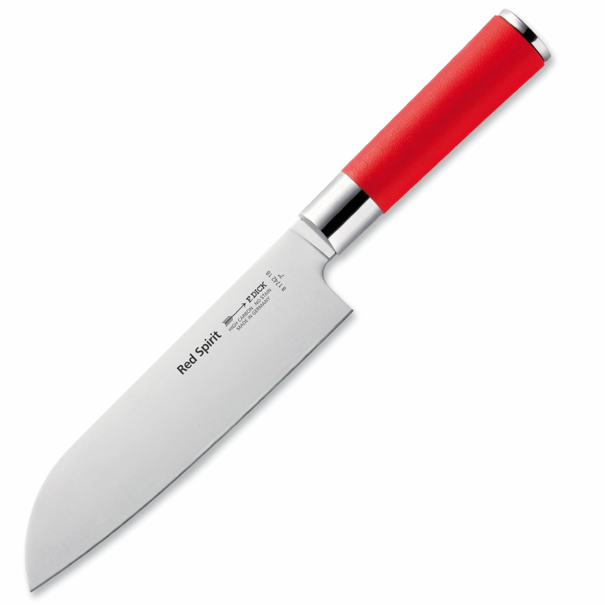 F. DICK Santoku, nóż kuchenny, Red Spirit (nóż z ostrzem 18 cm, stal X55CrMo14, nierdzewna, 56° HRC) 8174218
