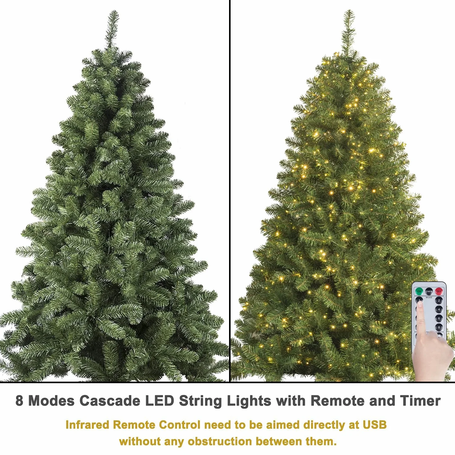 Busybee 135 cm choinka z 240 diodami LED i 135 szt. ozdoby leśne dekoracje świąteczne w tym pełne sztuczne kulki choinkowe ozdoby łańcuch świetlny USB LED