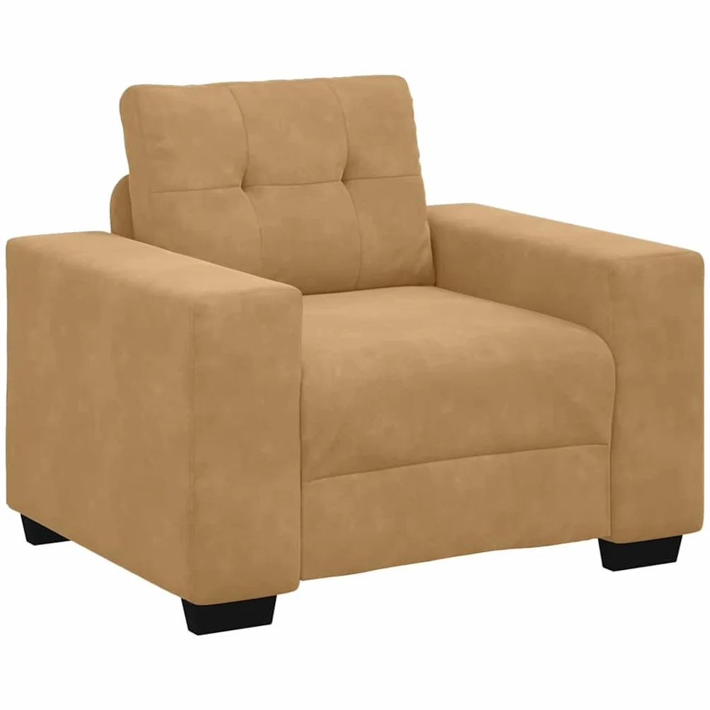 Sofa zestaw 3-częściowy, brązowy aksamit 221 x 80 x 80 cm, nowoczesny mebel tapicerowany, do salonu, lounge, zestaw mebli do siedzenia z fotelami 2-osobowymi i 3-osobowymi, na relaksujące