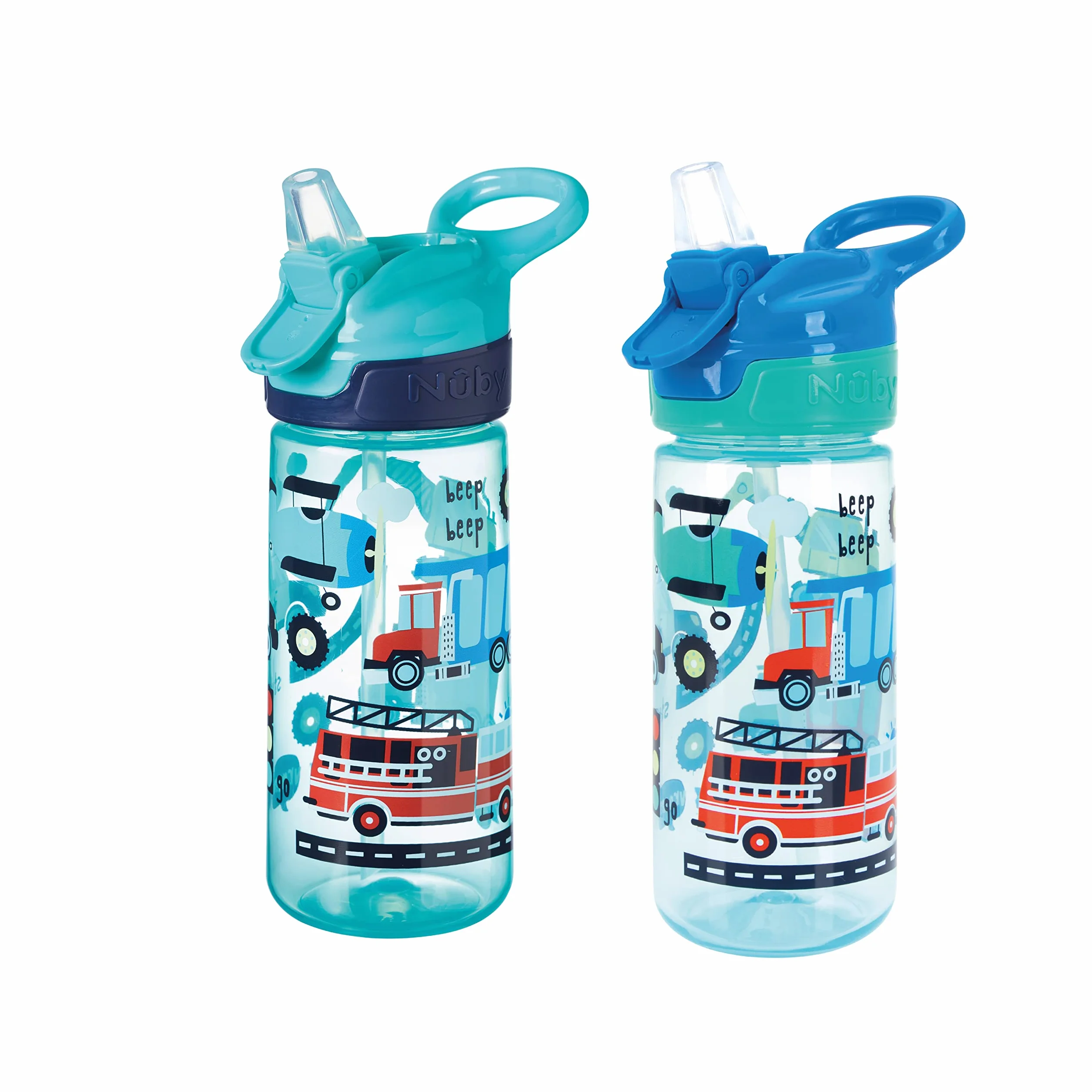 Nuby Super Quench butelka na wodę dla dzieci, 540 ml, uchwyt do przenoszenia, płynny przepływ, nadaje się do mycia w zmywarce i sterylizatora, nadaje się dla dzieci w wieku od 18 miesięcy