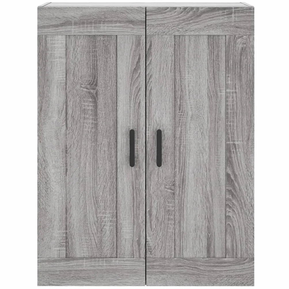 Générique Bufet wysoki Sonoma szary 69,5 x 34 x 180 cm, szafka do przechowywania z drewna inżynieryjnego z drzwiami skrzydłowymi, szara szafka do salonu z żelaznymi nogami do dużej przestrzeni do