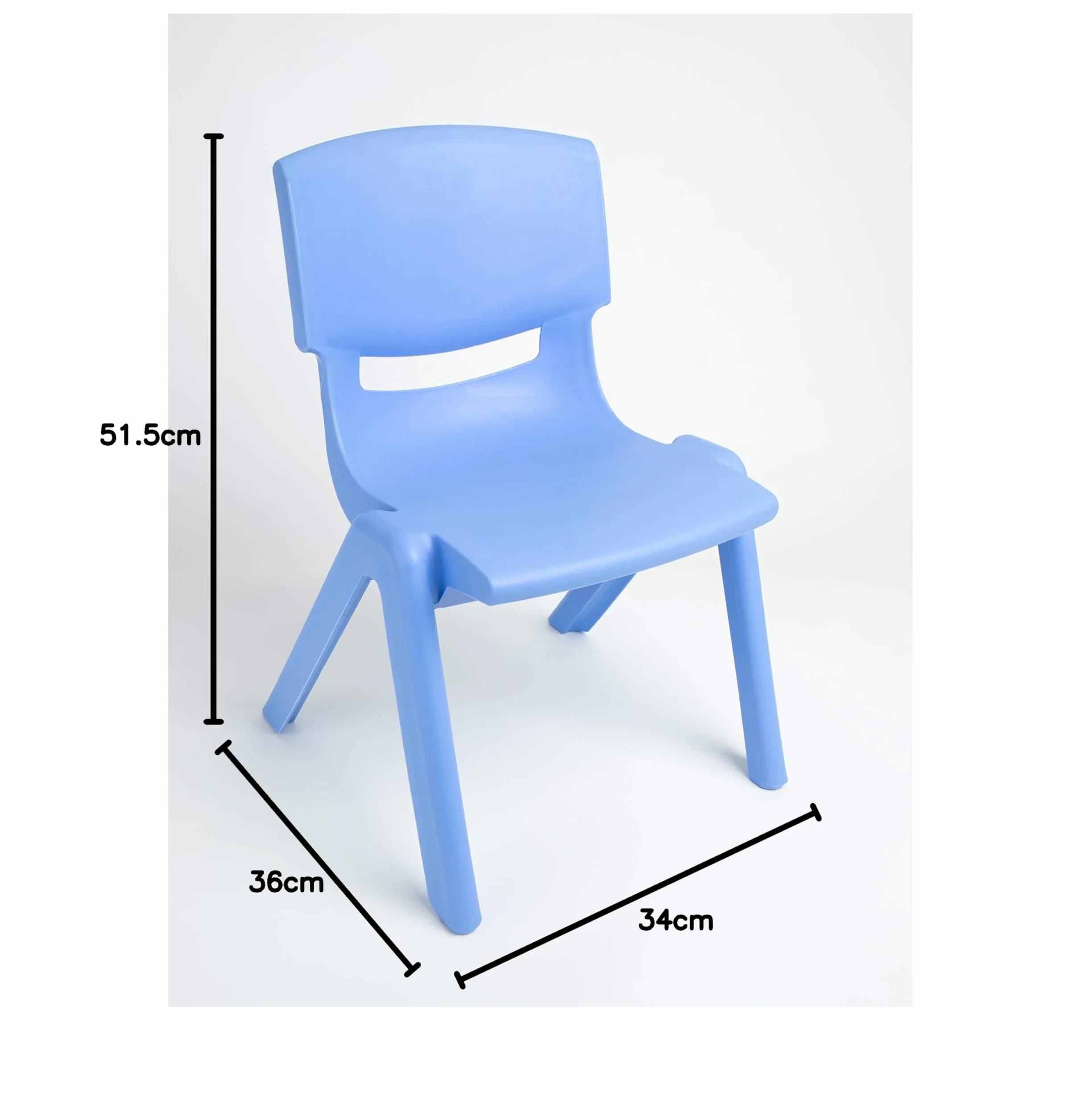 Bieco 04000003 krzesło dziecięce z tworzywa sztucznego można układać w stos, ok. 53 x 33 x 28 cm, niebieskie