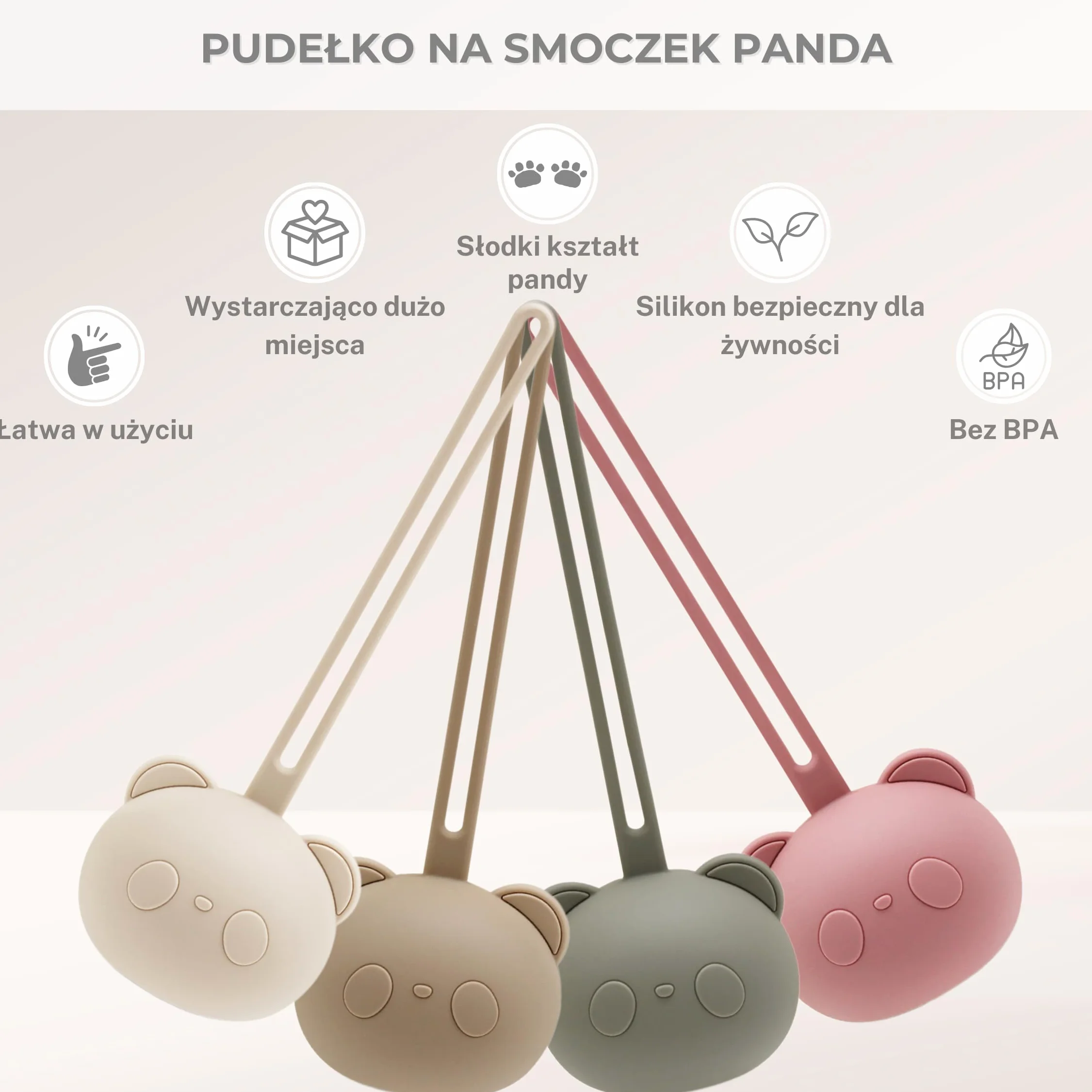 CAJA etui na smoczek 2 sztuk silikonowe bez BPA higieniczne i przenośne pudełko do przechowywania smoczków dla niemowląt i dzieci wzór panda prezent na narodziny lub wyprawkę