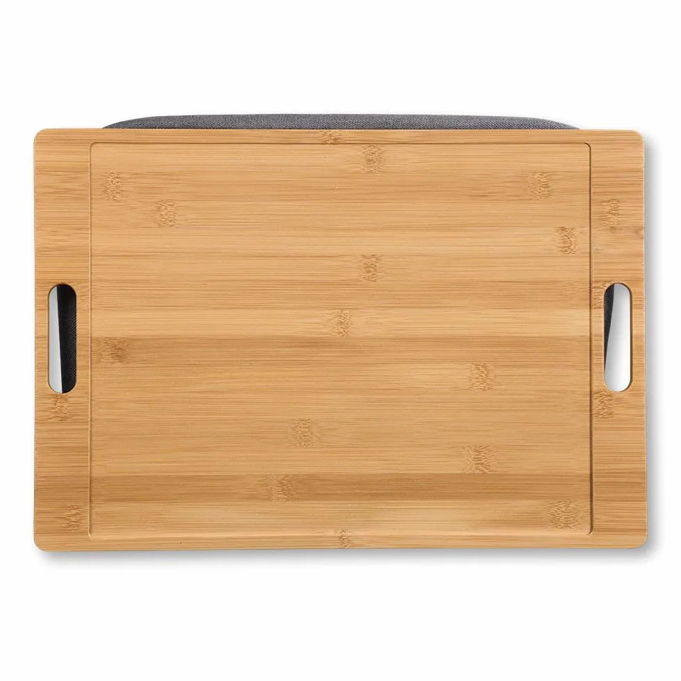 Kesper | Taca na kolano, materiał: bambus, tkanina, wymiary: 45 x 31 cm/wysokość: 8 cm, kolor: brązowy, szary | 77622