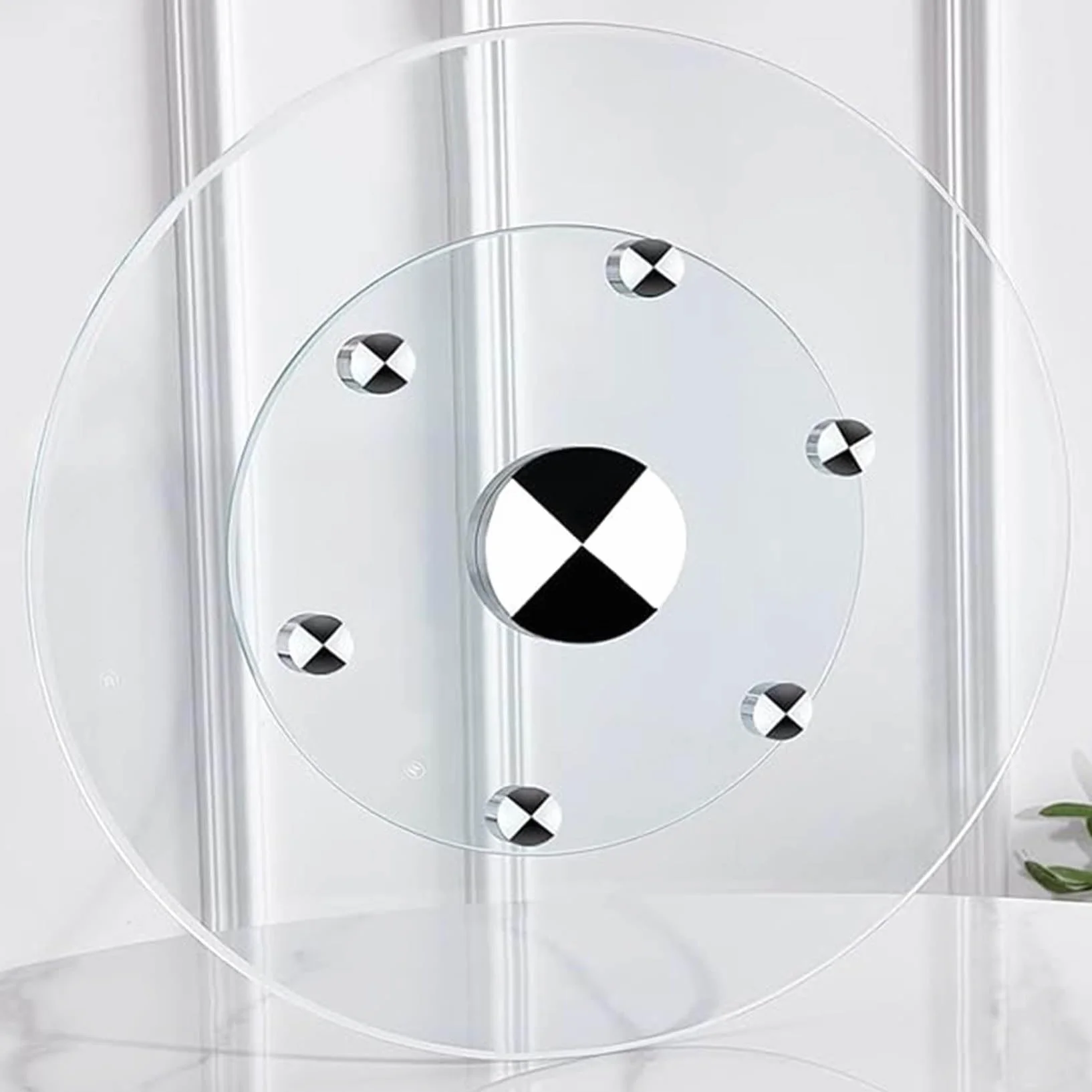 Szklany gramofon 61 cm – cicha obrotowa taca do serwowania do jadalni, idealna na imprezy i spotkania rodzinne, okrągła obrotowa płyta zapewnia bezproblemowy dostęp i rozrywkę