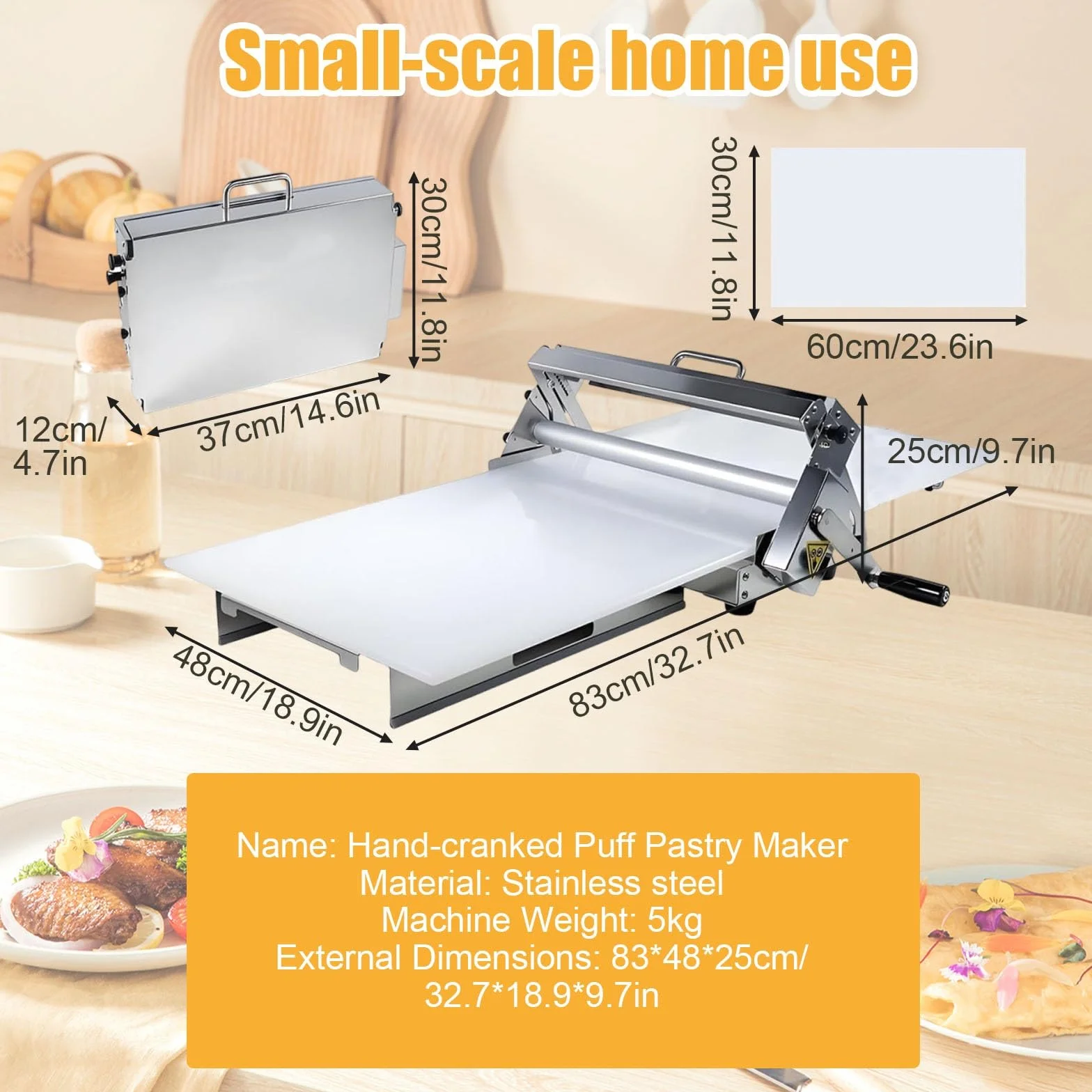 Wałek do Ciasta Maszyna do Ciasta Laminator do Ciasta Ręczny Wałek Ciasta Składany Do Croissant Pizza i Wypieki(Home-Use32.7x18.9in)