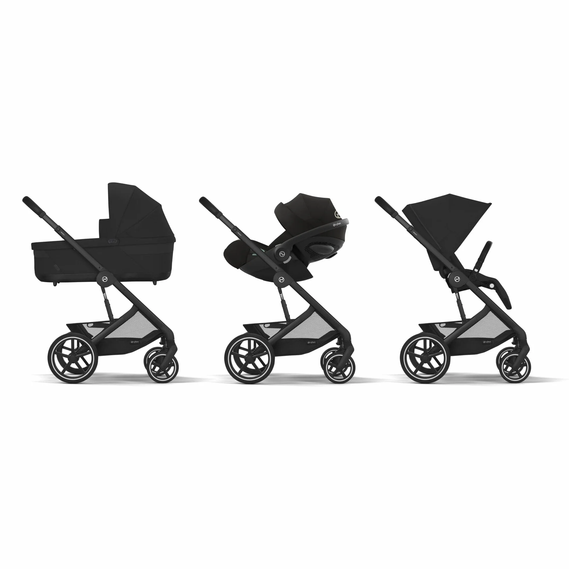 CYBEX Gold Wózek Dziecięcy Balios S Lux, Ergonomiczna Pozycja Leżenia, System Pasów Obsługiwany Jedną Ręką, Od Urodzenia Do 22 Kg (Ok. 4 Lata), Moon Black