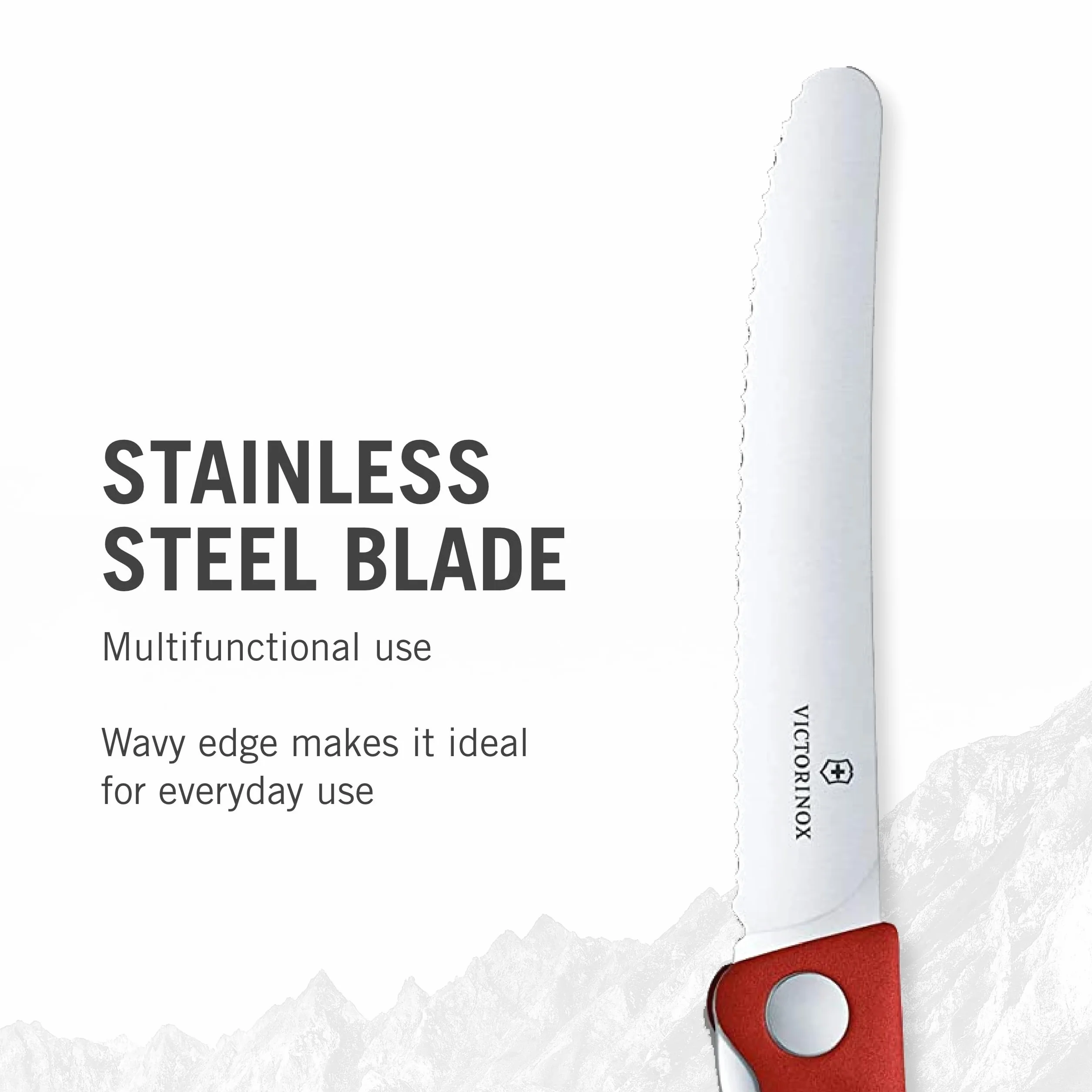 Victorinox Swiss Classic faltbares Gemüsemesser, Wellenschliff, 11 cm, rot