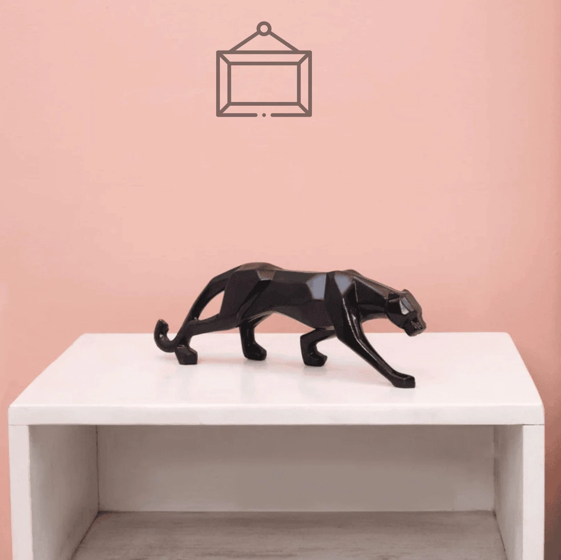 Czarna Pantera Jaguar Showpiece Figurki Zwierząt Element Dekoracyjny Nowoczesny Geometryczny Prezentacja do Wystrój Domu Pokój Biurko L-25 cm