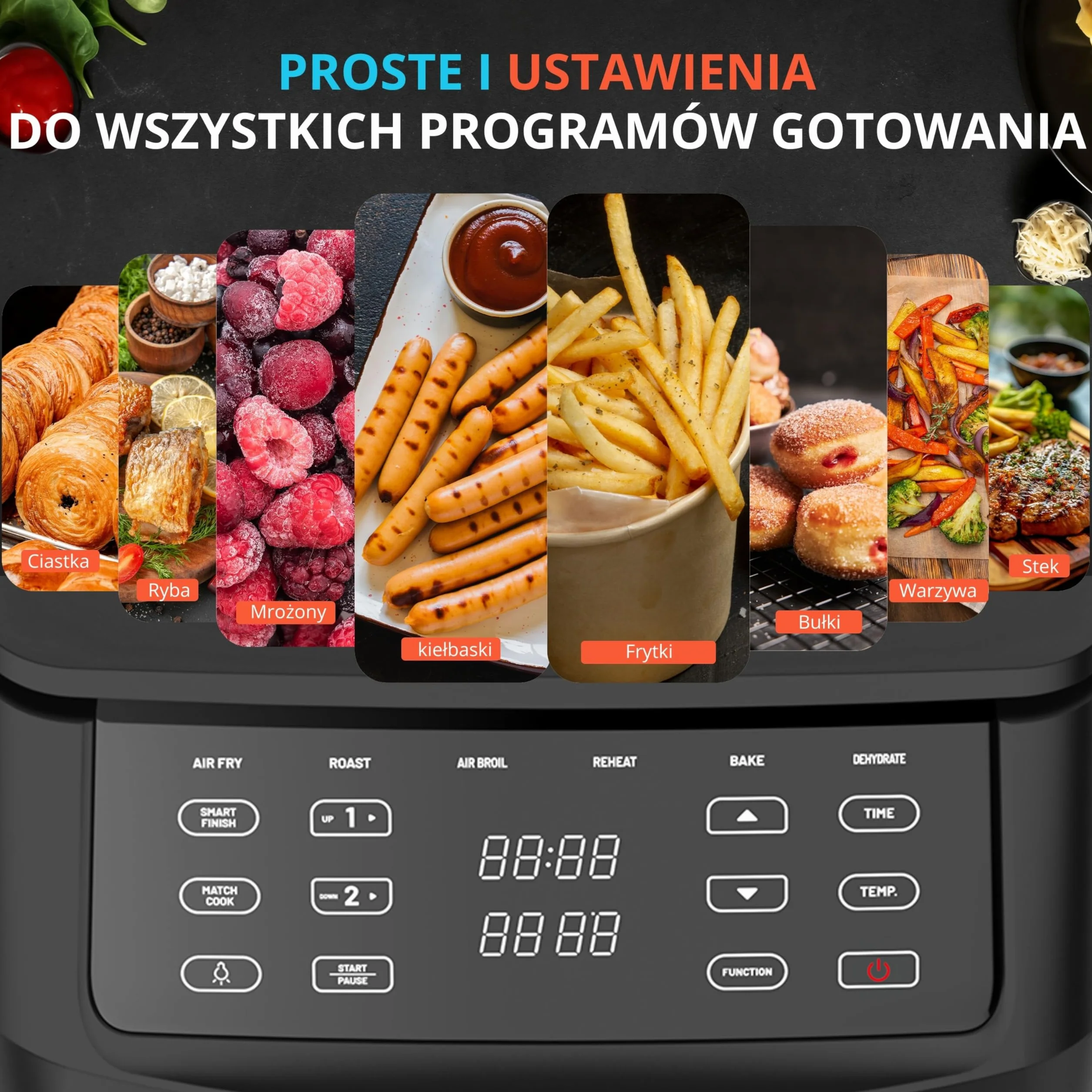 Frytkownica na gorące powietrze, 11 l, z 2 komorami i okienkiem, podwójna komora Airfryer z podwójną funkcją, automatyczne programy 6 w 1, ekran dotykowy, nieprzywierające i nadające się do