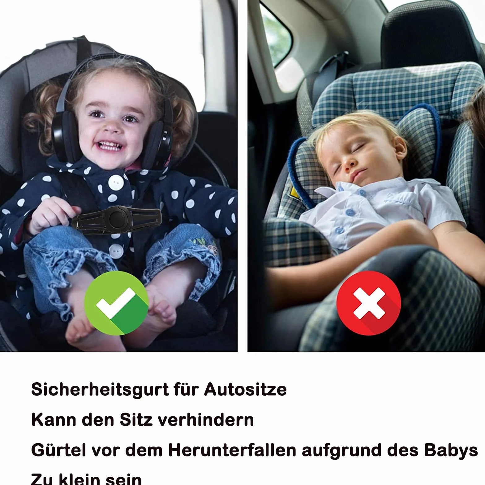VIEVRE 2 sztuki zabezpieczenia fotelika dziecięcego, zabezpieczenie pasa bezpieczeństwa do fotelika samochodowego ze zdejmowanymi pasami, klips do pasa bezpieczeństwa, zabezpieczenie przed odpięciem,
