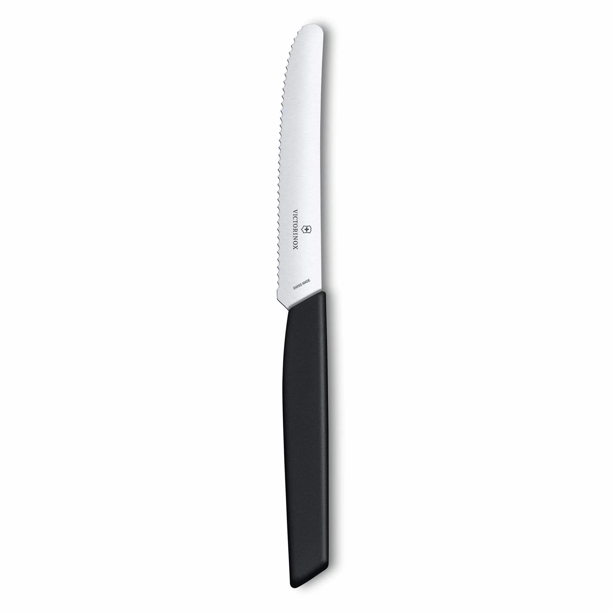 Victorinox, 6.9003.11WB, Swiss Modern, Gemüsemesser-Set, Extra scharfe Klinge, mit Wellenschliff, Robuster Kunststoff-Griff, Schwarz, Made in Switzerland, Spülmaschinengeeignet