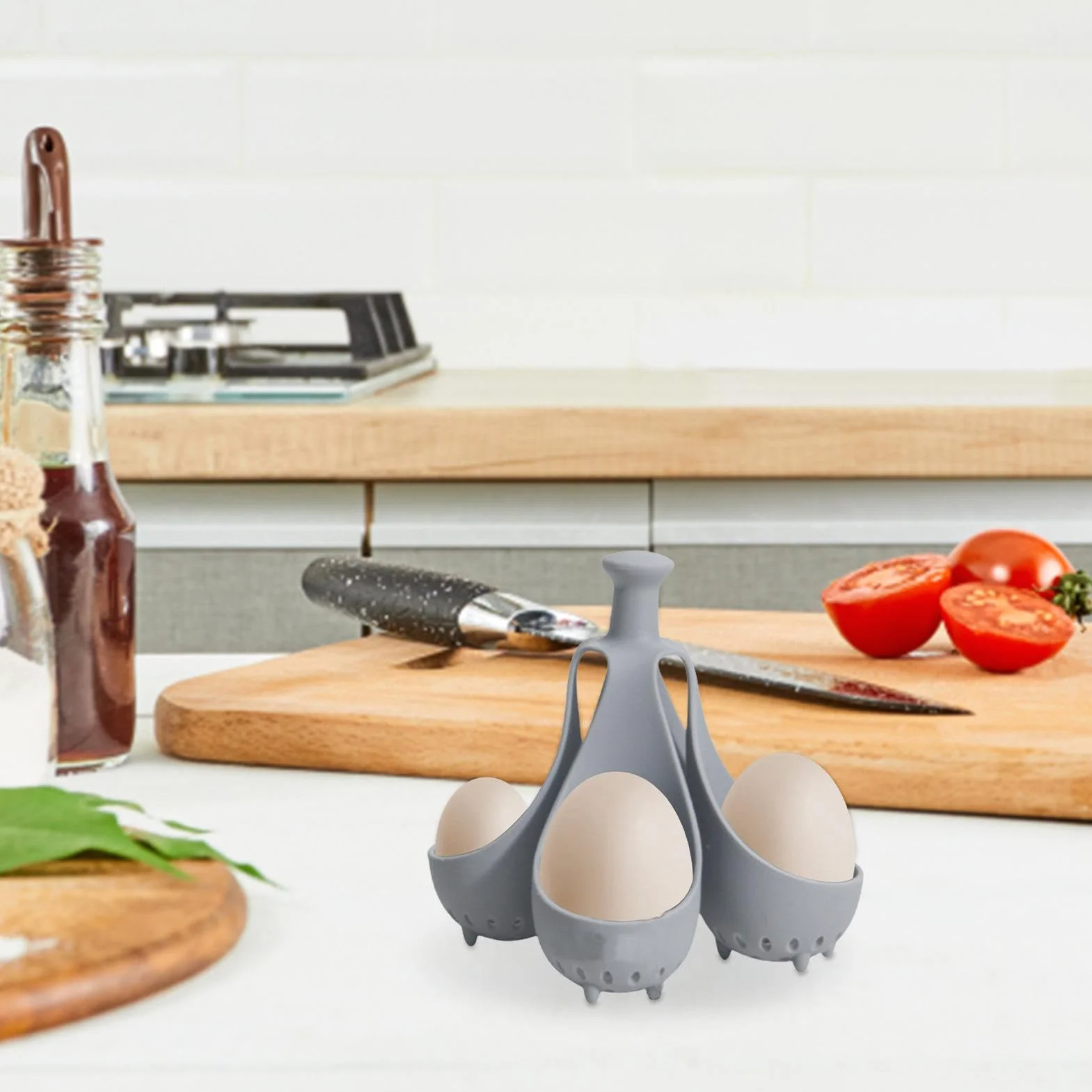 Silicone Egg Cooker Cups Egg Poacher Set 5.12x5.12x4.92 Inches High Temperature Resistant Dishwasher Safe