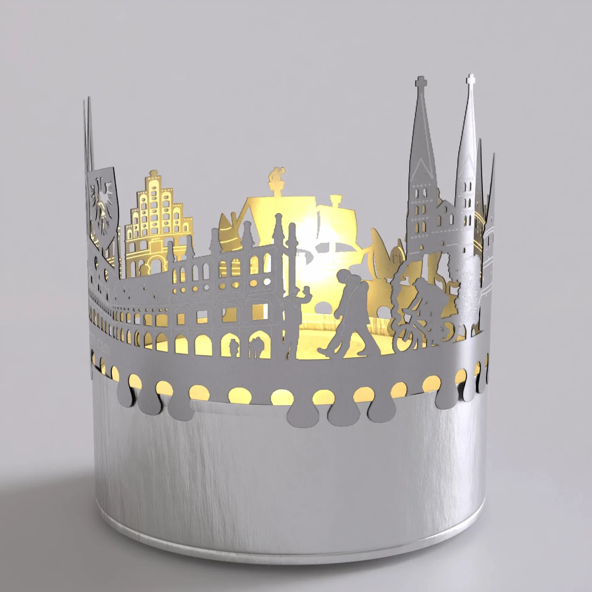 Lubeck Skyline Shadow Play – hipnotyzujący dodatek do świec, pamiątka z hanzeatyckiego miasta z urzekającą projekcją sylwetki
