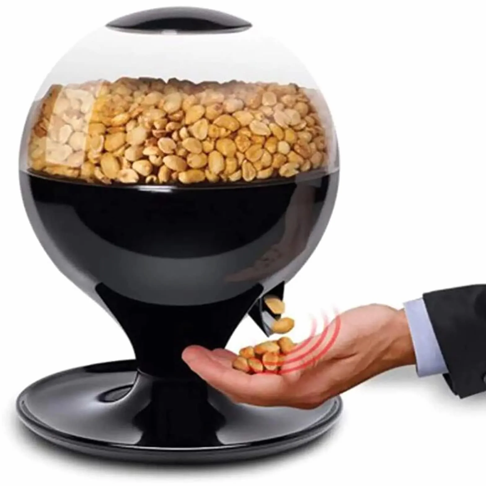 Automatyczny dozownik cukierków, aktywowany dotykiem, 1000 ml, do gumkulek, orzechów i przekąsek, minimalistyczny design, wysokość 260 mm, idealny do domu lub na imprezy