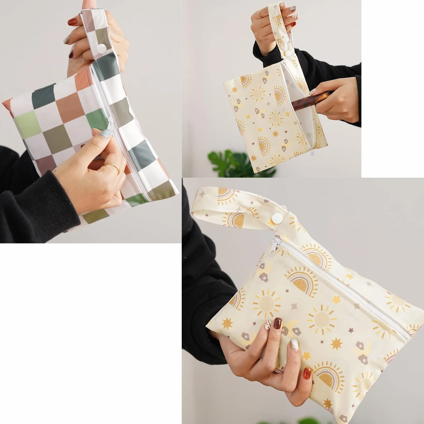 Mini torba na pieluchy z kolorowym wzorem zwierzęcym, wodoszczelna, 22 x 15 cm, mała torba na mokre pieluchy, torba na mokre ubrania, organizer, dla niemowląt, pływania, podróży, na plażę,