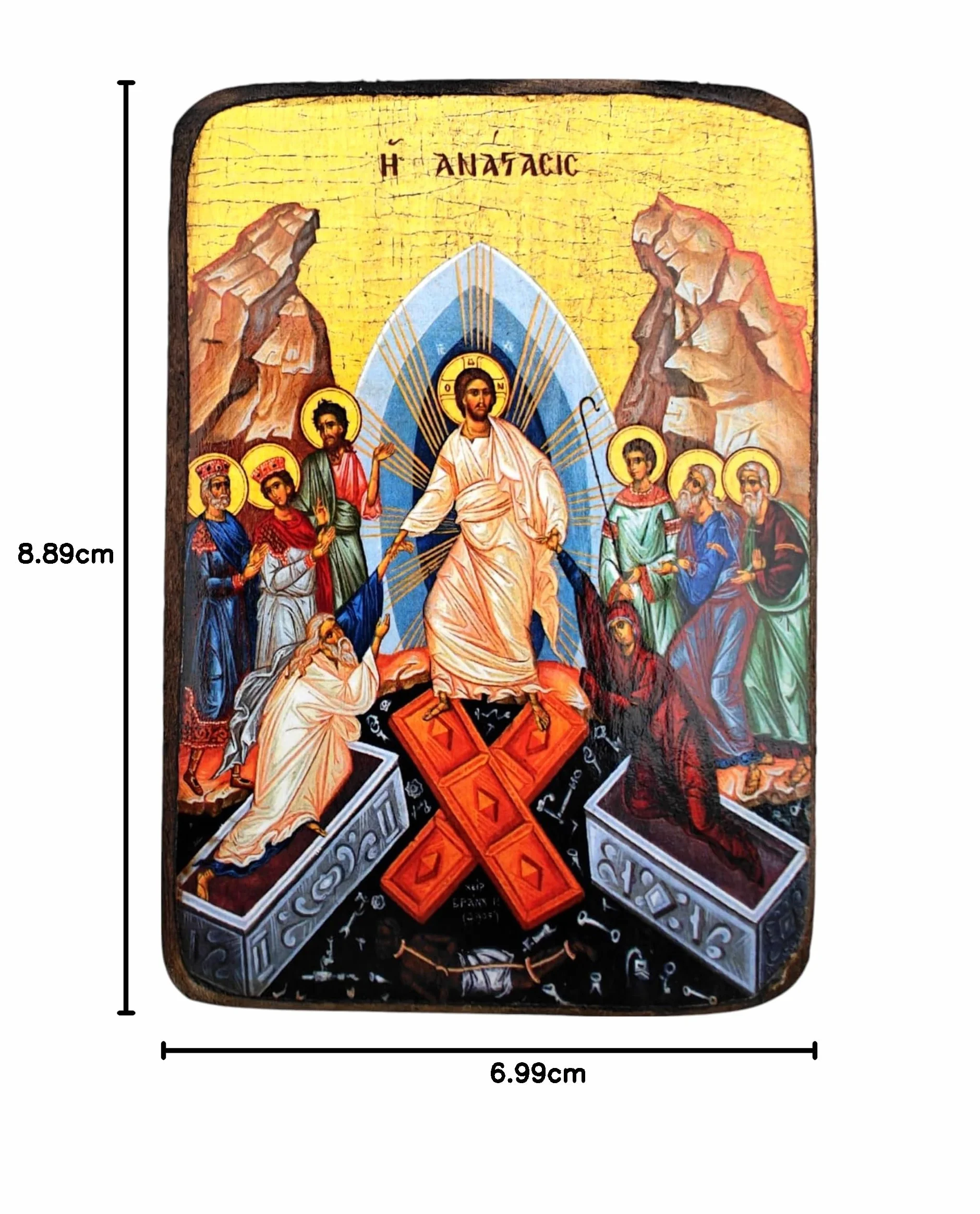 Drewniane greckie chrześcijańskie prawosławne drewno ikona Zmartwychwstania / A0