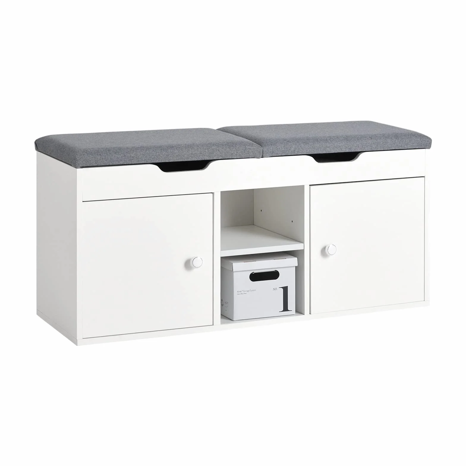 SoBuy FSR96-W Szafki na buty Ławka na Buty komoda na buty Wyściełana Poduszka Organizatory obuwia Biały Wymiary :100x48x34cm