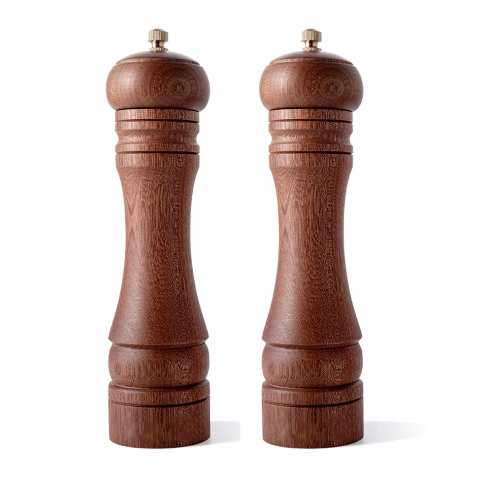 Młynek do soli i pieprzu, regulowany drewniany zestaw młynków do soli i pieprzu, ręczny młynek do soli i pieprzu z ceramicznym rdzeniem, 22 cm