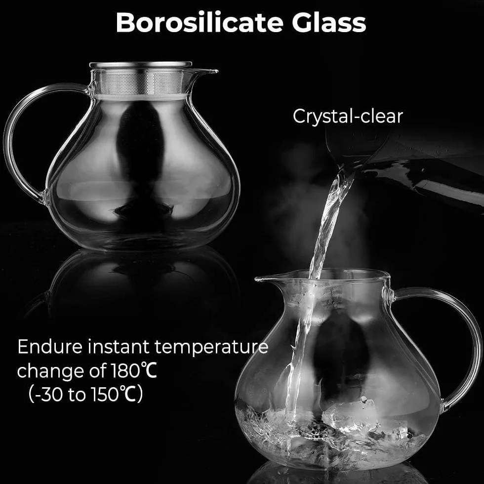 Ecooe dzbanek do herbaty 1400 ml ze stali szlachetnej 18/8 z podgrzewaczem i filtrem