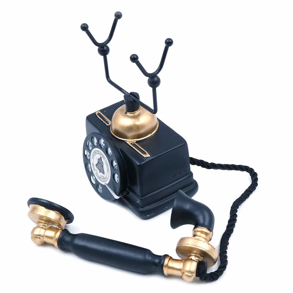 Retro kreatywny antyczny telefon dekoracyjny z żywicy numeracja do dekoracji kawiarni, baru, okna, akcesoria do wystroju domu (czarny)