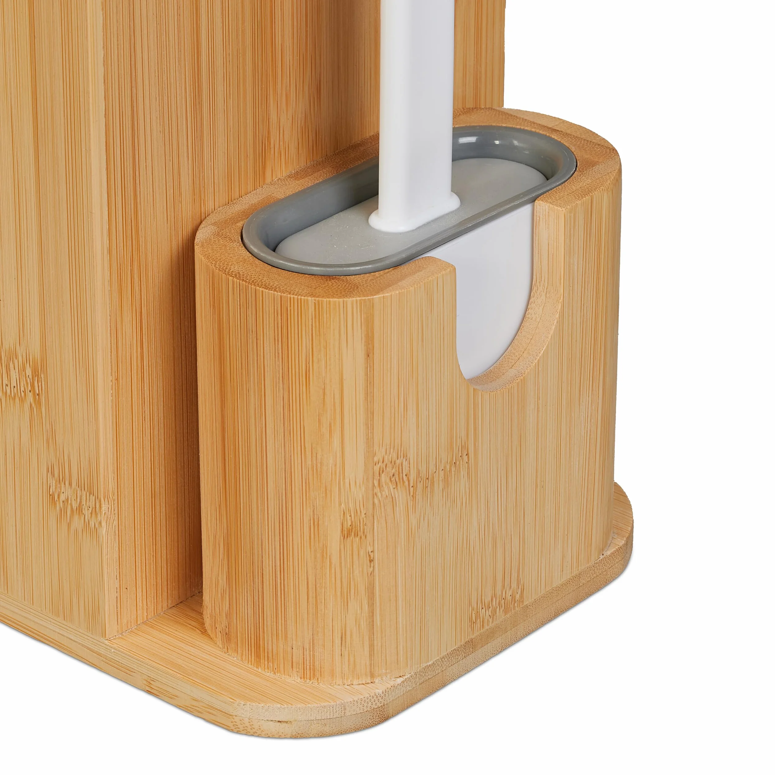 Relaxdays Zestaw do WC z bambusa 72,5 x 26 x 15 cm wolnostojąca szczotka do WC naturalna/biała