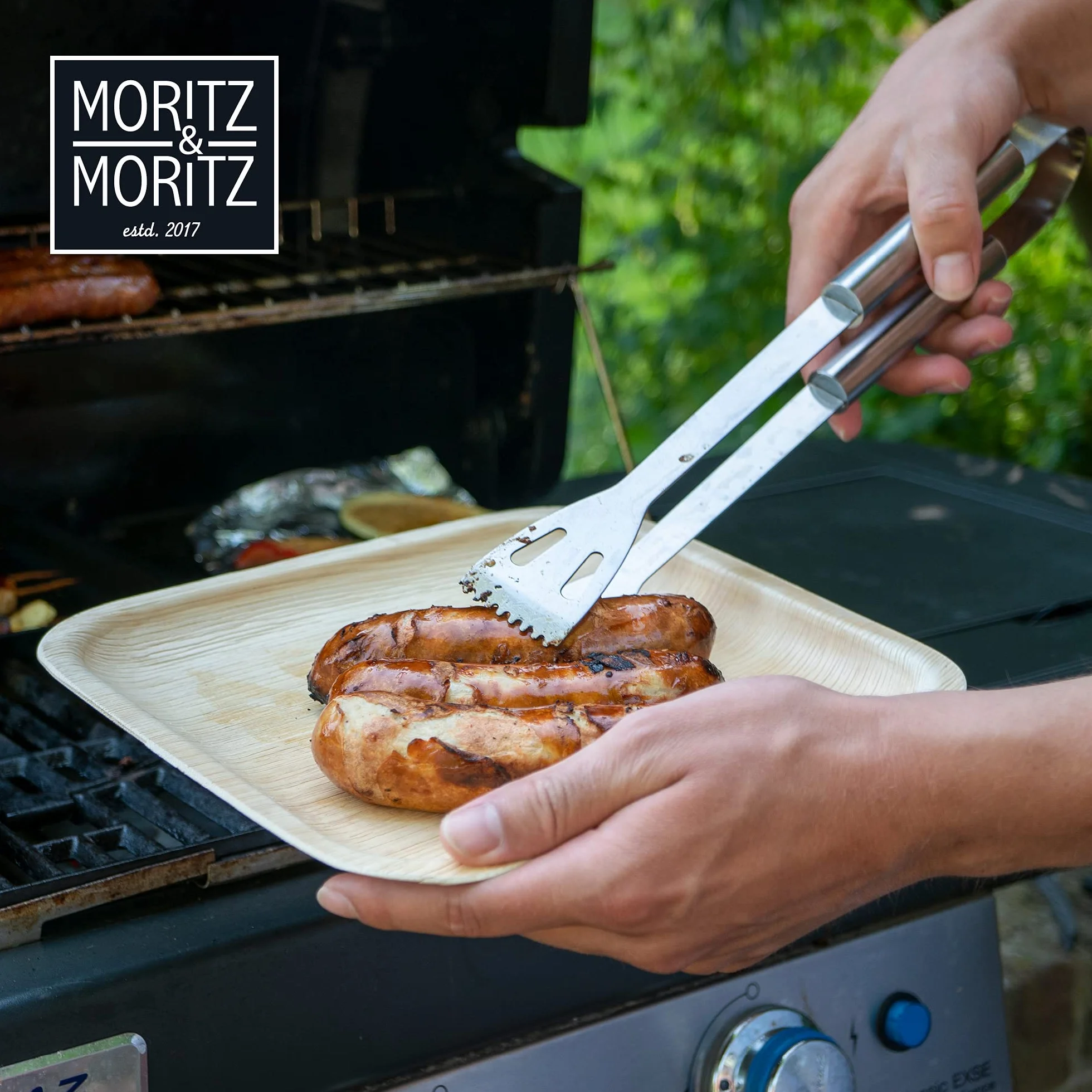 Moritz & Moritz Zrównoważony zestaw naczyń dla 25 osób – 25 talerzy jednorazowych – 25 drewnianych sztućców jednorazowych