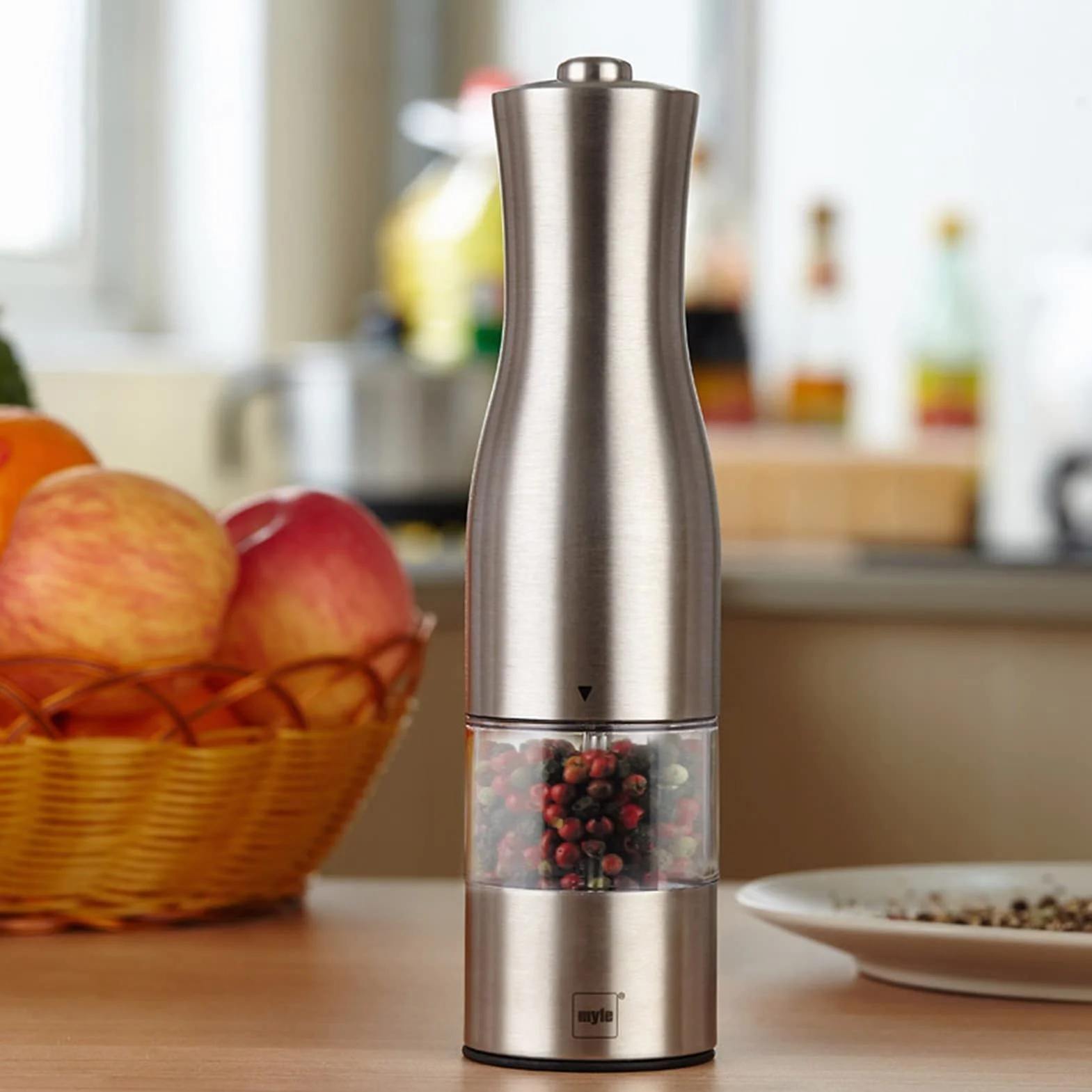 Młynek do pieprzu elektryczny młynek do soli i pieprzu ze stali nierdzewnej młynek do soli i pieprzu z lekkimi młynkami do przypraw narzędzie kuchenne blender pieprzu (kolor: 1 szt.)