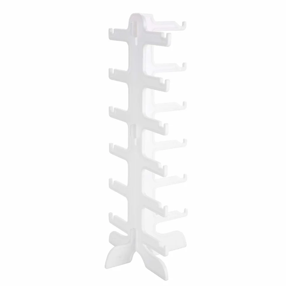 Stojak na Okulary Przeciwsłoneczne, Biały Organizer na 6 par, Uchwyt Wyświetlacz, 35,5 x 15,8 cm, do Biurka