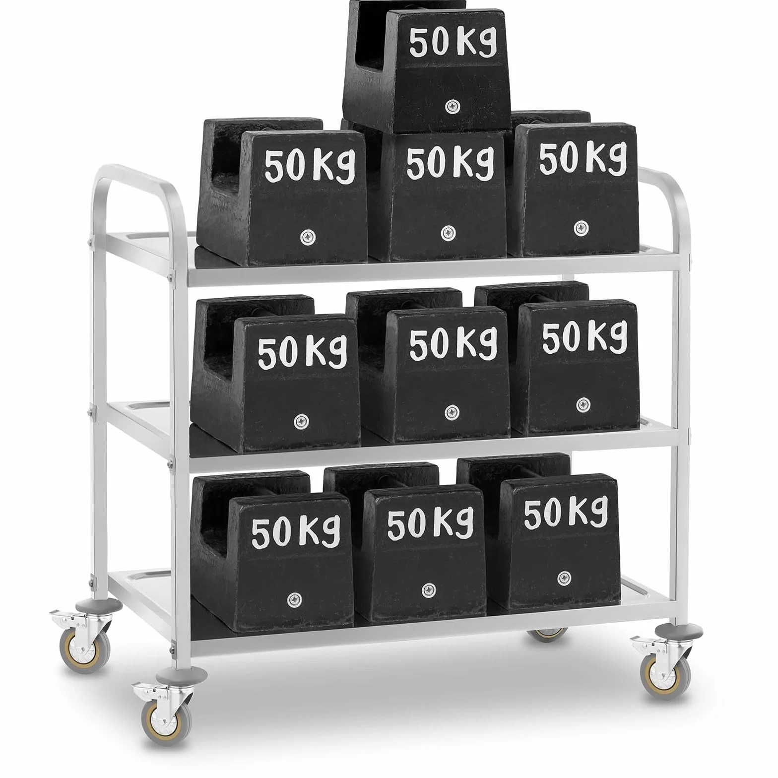 Royal Catering Wózek serwisowy na kółkach 3 tace RCSW 3 (101x55x96,5cm, nośność 480 kg, grubość półek 3cm)