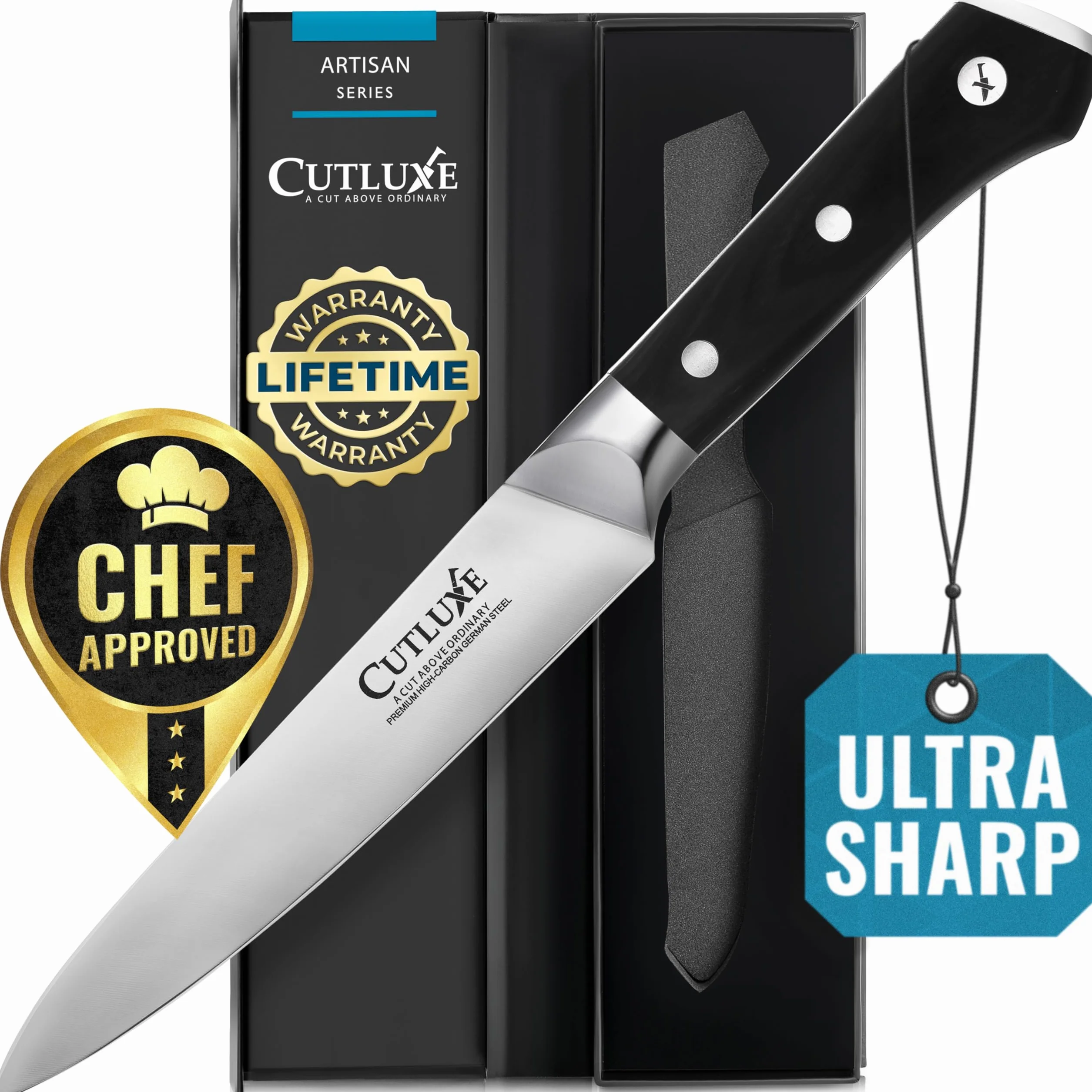 CUTLUXE Artisan Series 5.5" Petty Knife – Forged High Carbon German Steel Full Tang Razor Sharp