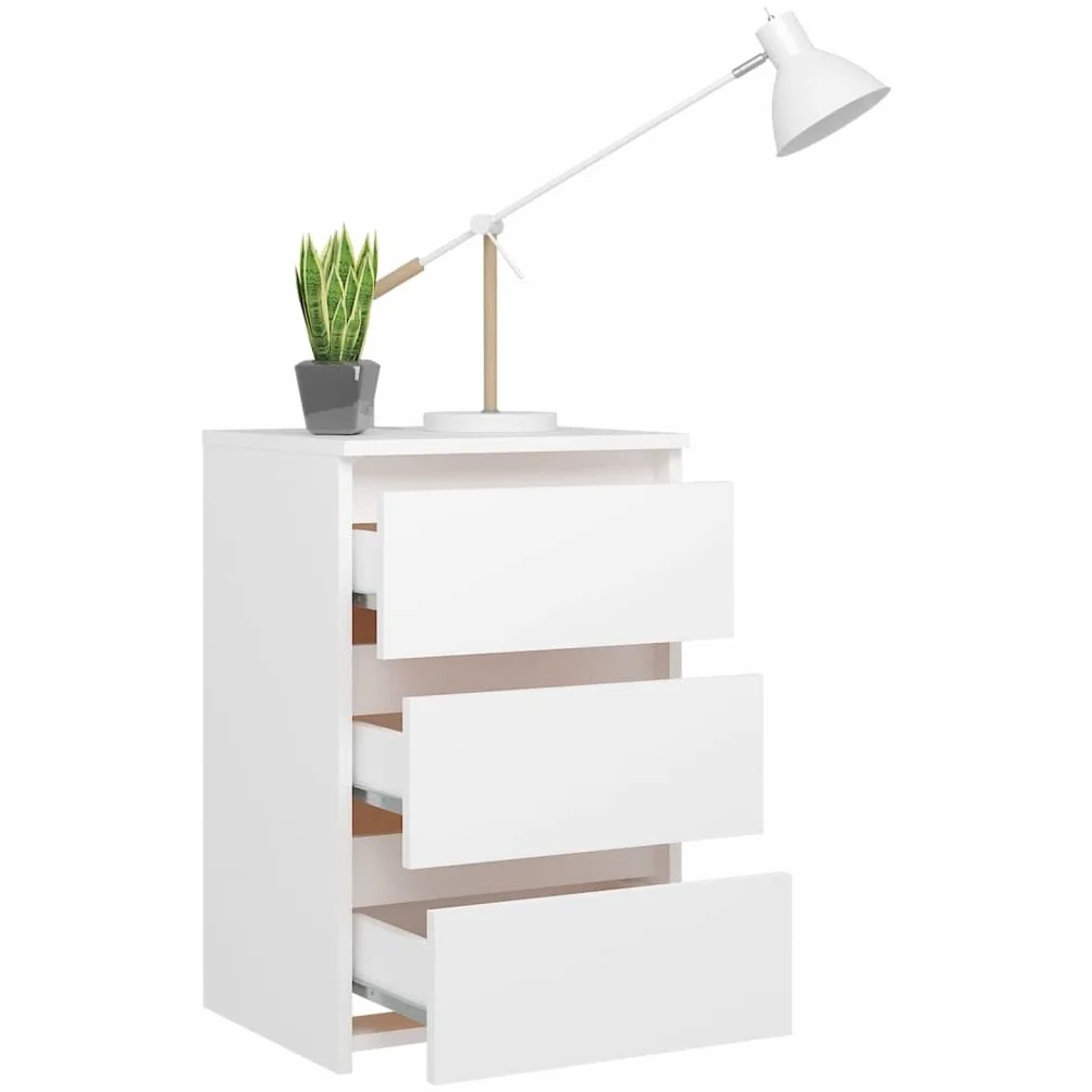 vidaXL Szafka nocna, biała, 40x35x62,5 cm, materiał drewnopochodny