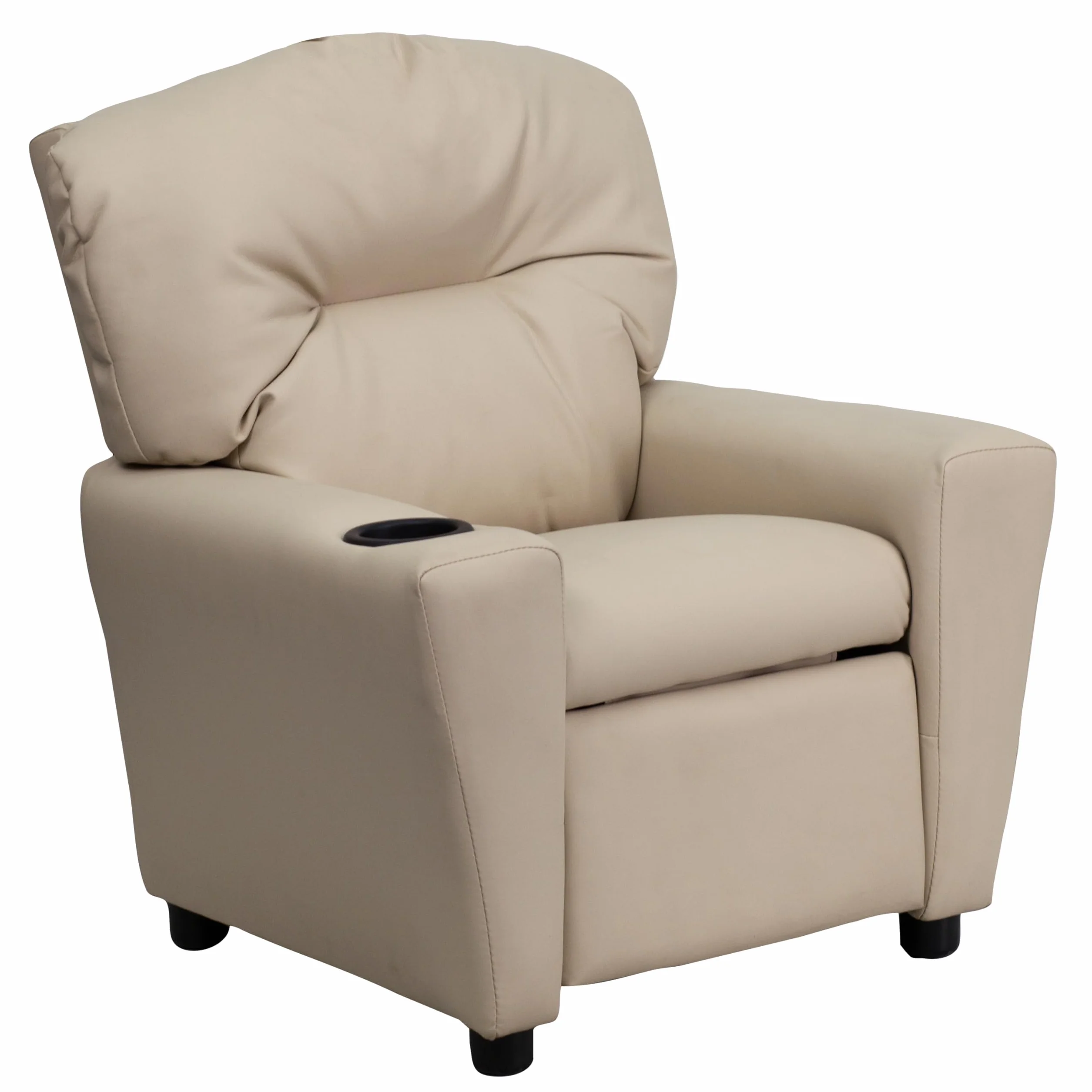 Flash Furniture Współczesny leżak dziecięcy z uchwytem na kubki, drewno, beżowy winyl, 66,04 x 53,34 x 53,34 cm